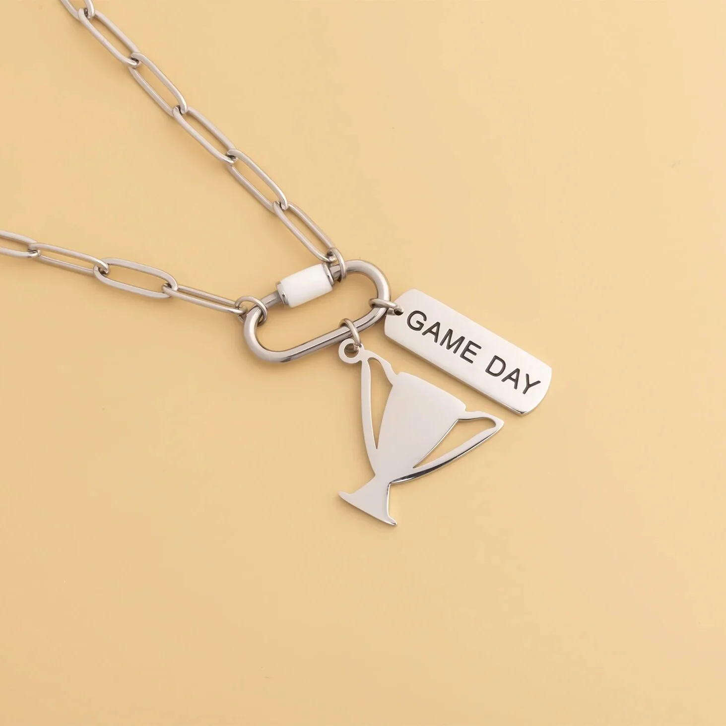 18K Gold PVD Stainless Steel Game Day Script Charm / PDL0382 - Image 9