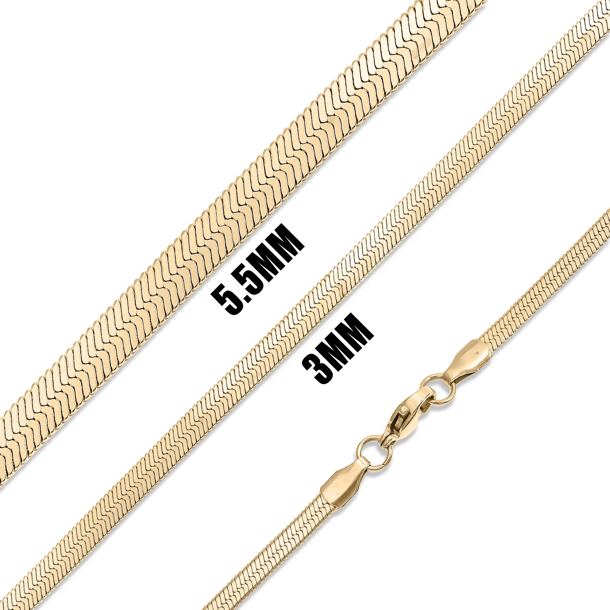 18K Gold PVD Stainless Steel Herringbone Chain Necklace / CHN9771 - Image 5