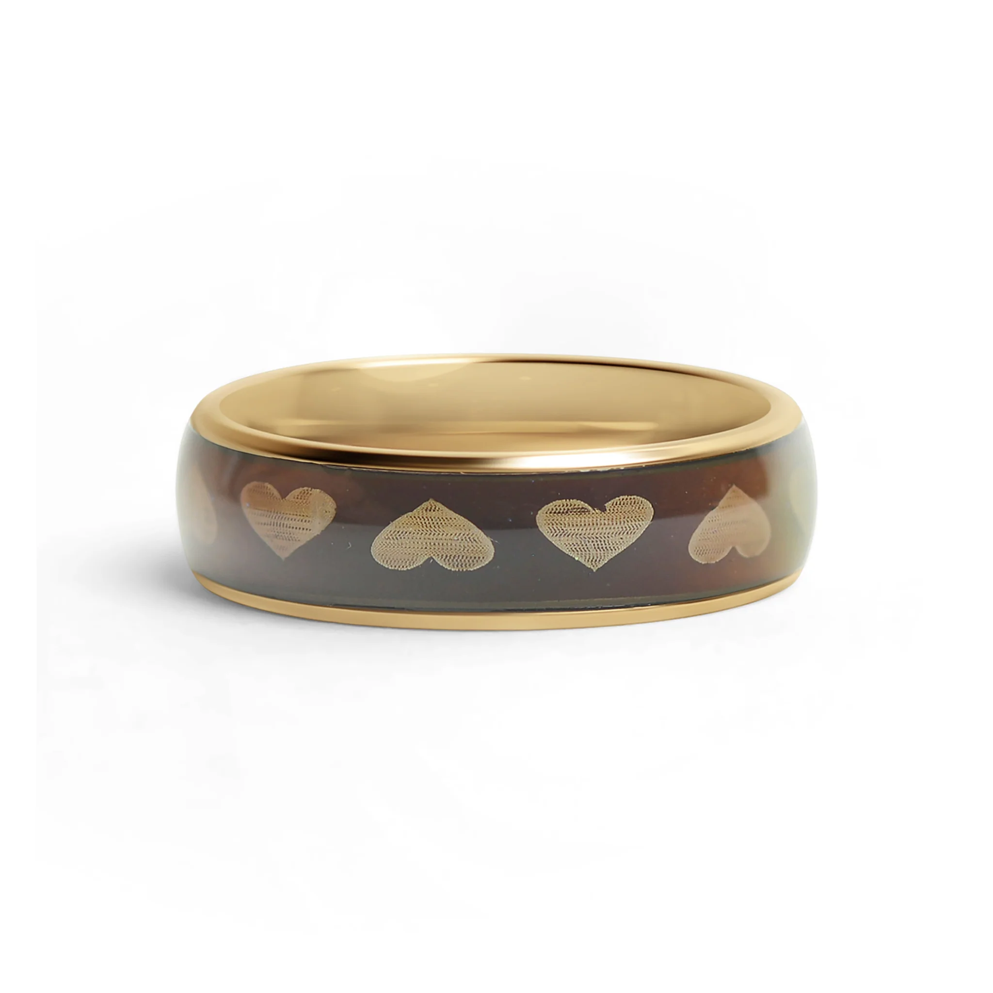 18K Gold PVD Stainless Steel Mood Band With Hearts Ring / CFR9015 - Image 6