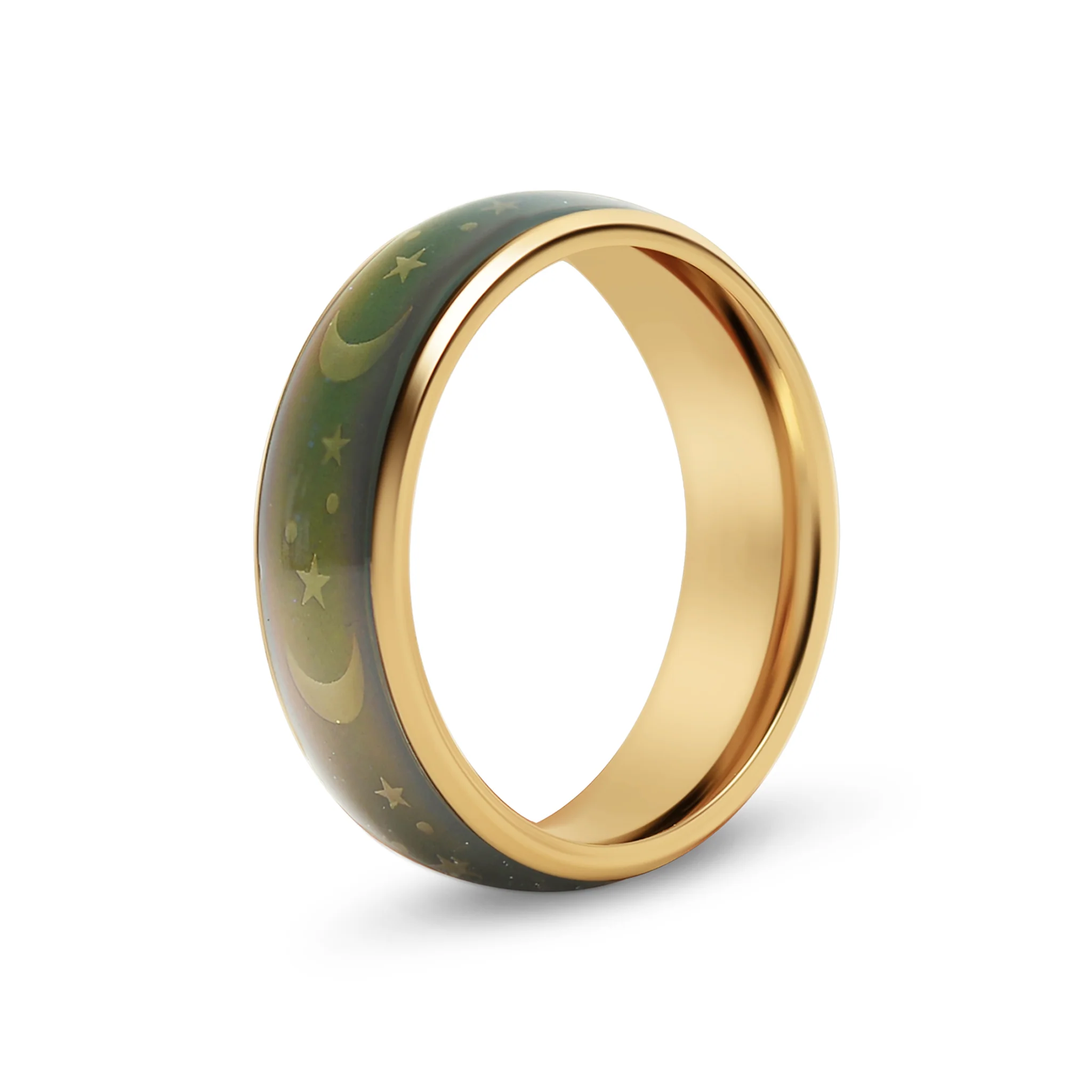 18K Gold PVD Stainless Steel Mood Band With Stars And Moons Ring / CFR9011 - Image 5