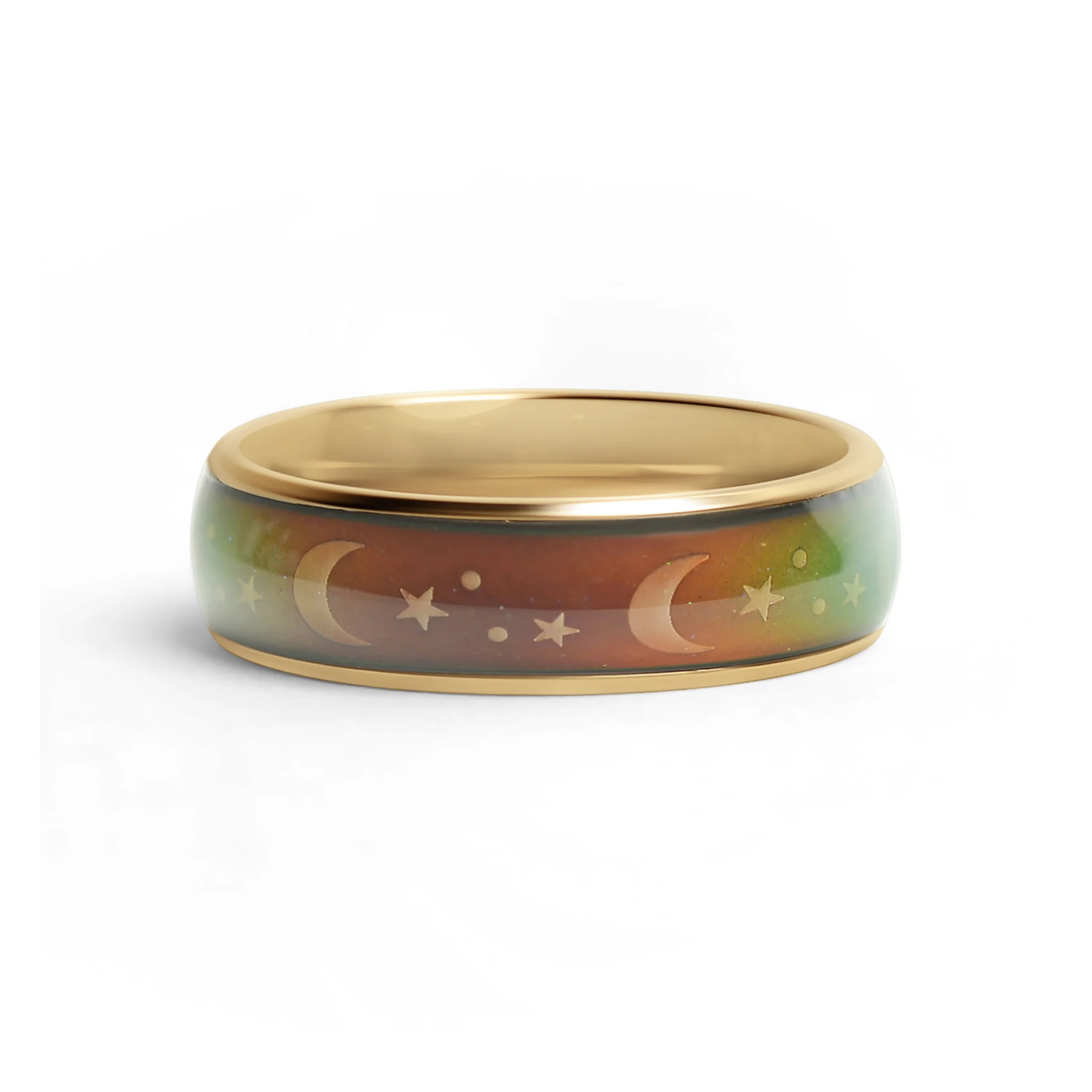 18K Gold PVD Stainless Steel Mood Band With Stars And Moons Ring / CFR9011 - Image 6