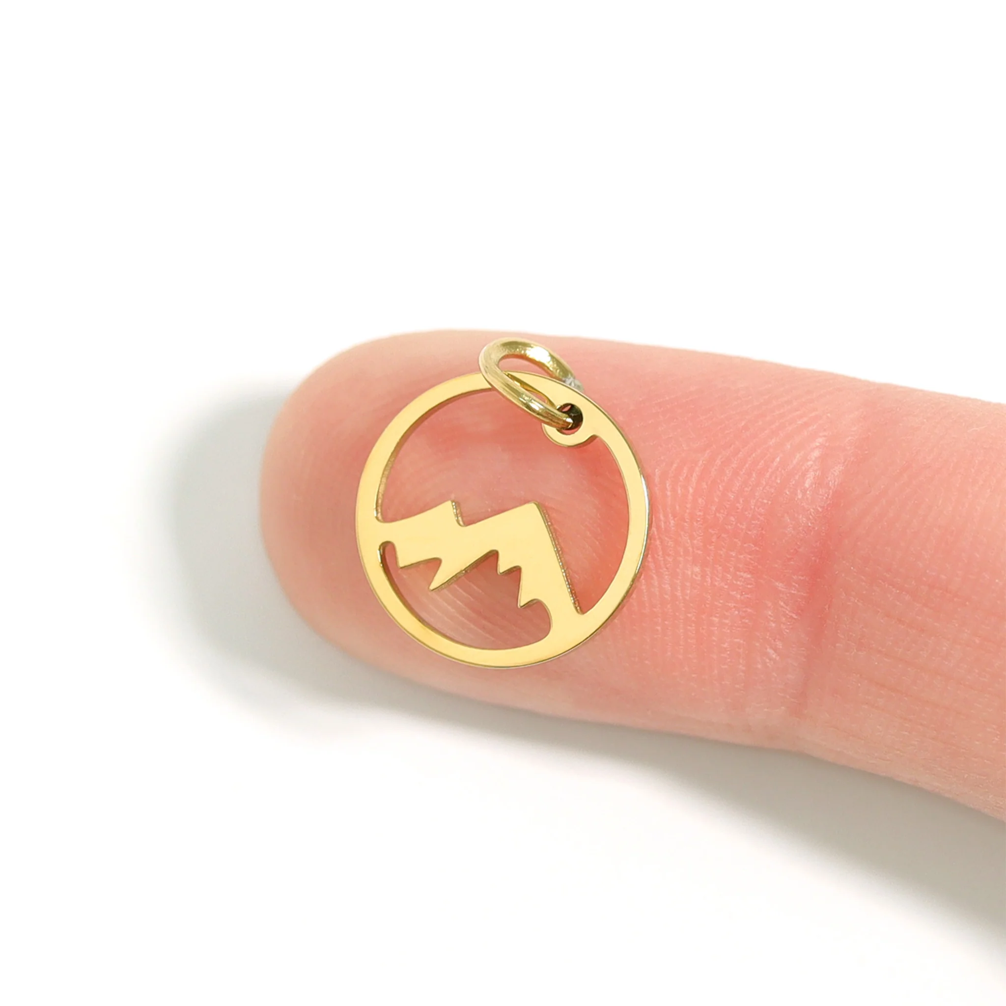 18K Gold PVD Stainless Steel Mountain Charm / PDJ5048 - Image 4