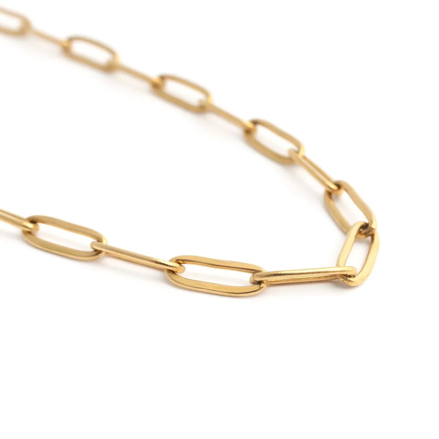 18K Gold PVD Stainless Steel Paperclip Anklet / SBB0325 - Image 10