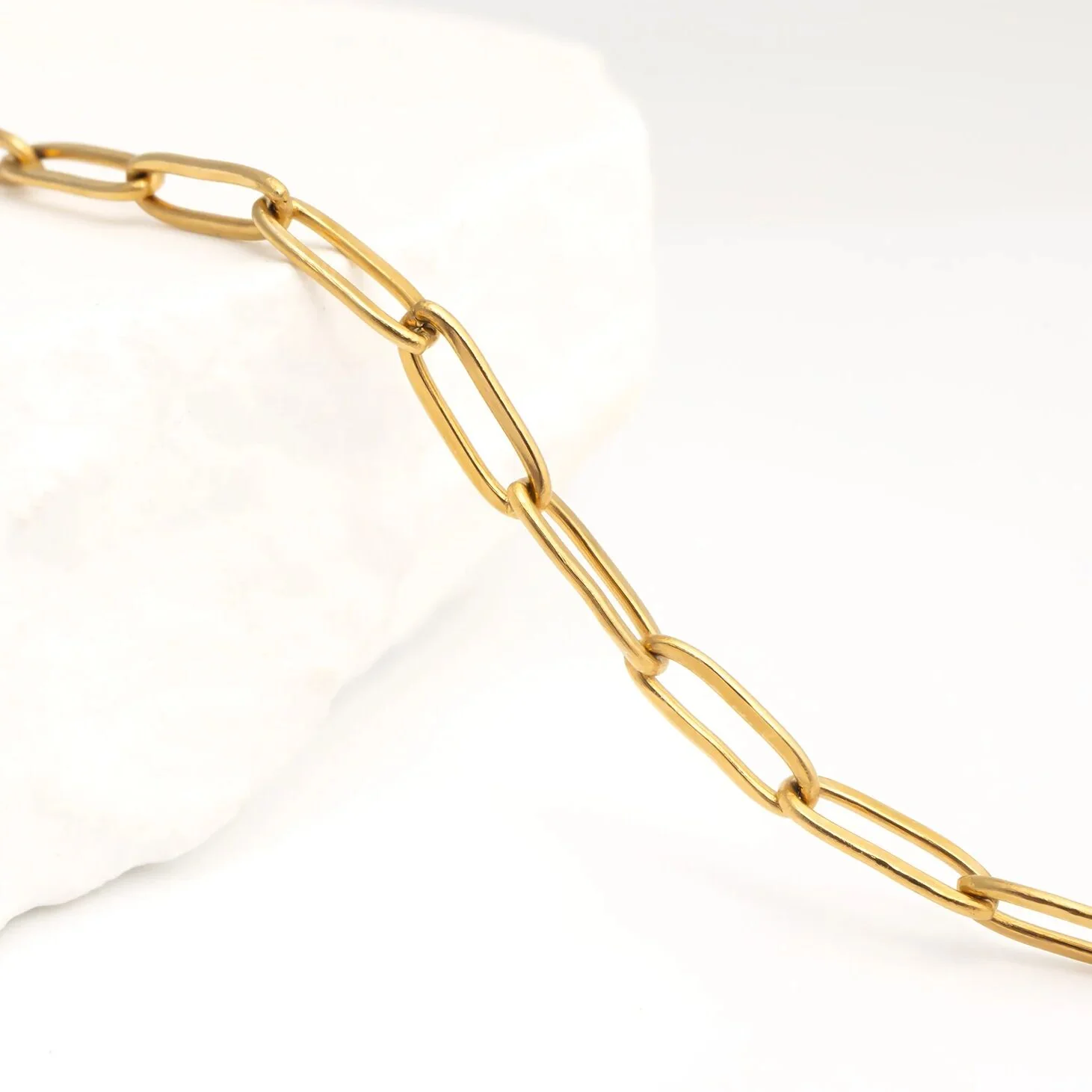 18K Gold PVD Stainless Steel Paperclip Anklet / SBB0325 - Image 3