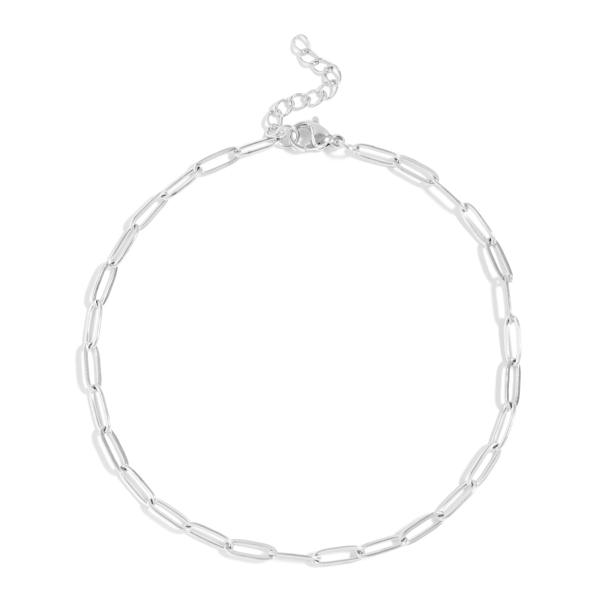 18K Gold PVD Stainless Steel Paperclip Anklet / SBB0325 - Image 4