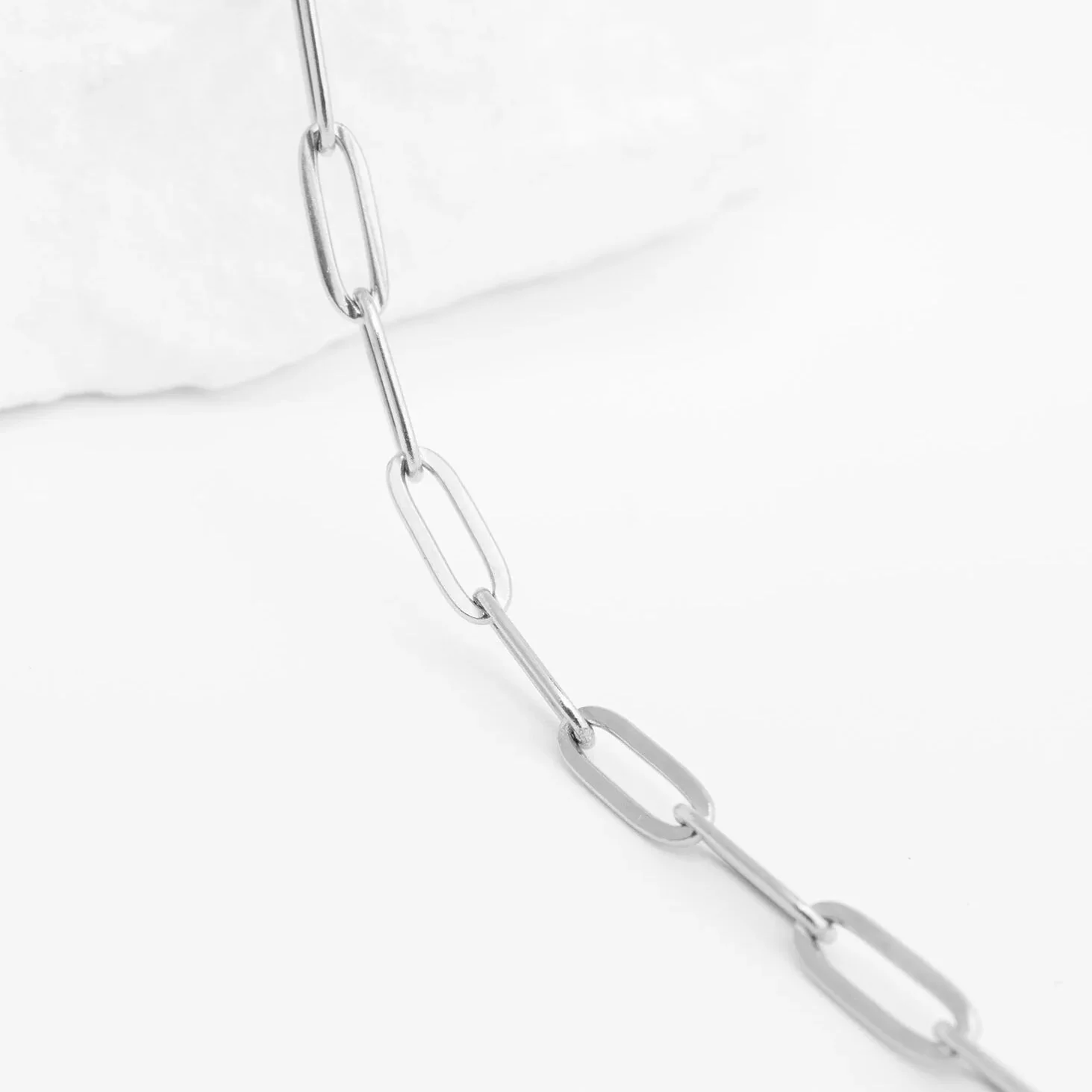 18K Gold PVD Stainless Steel Paperclip Anklet / SBB0325 - Image 6