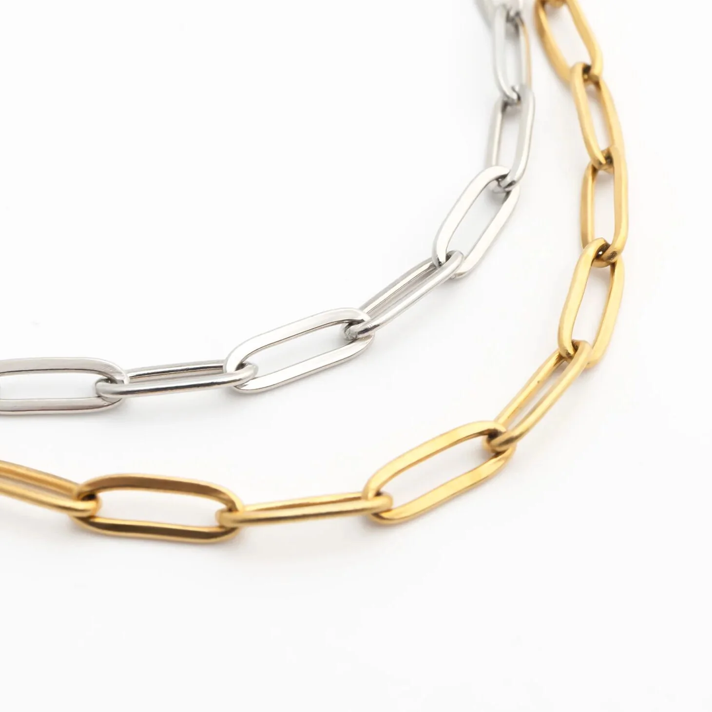 18K Gold PVD Stainless Steel Paperclip Anklet / SBB0325 - Image 7