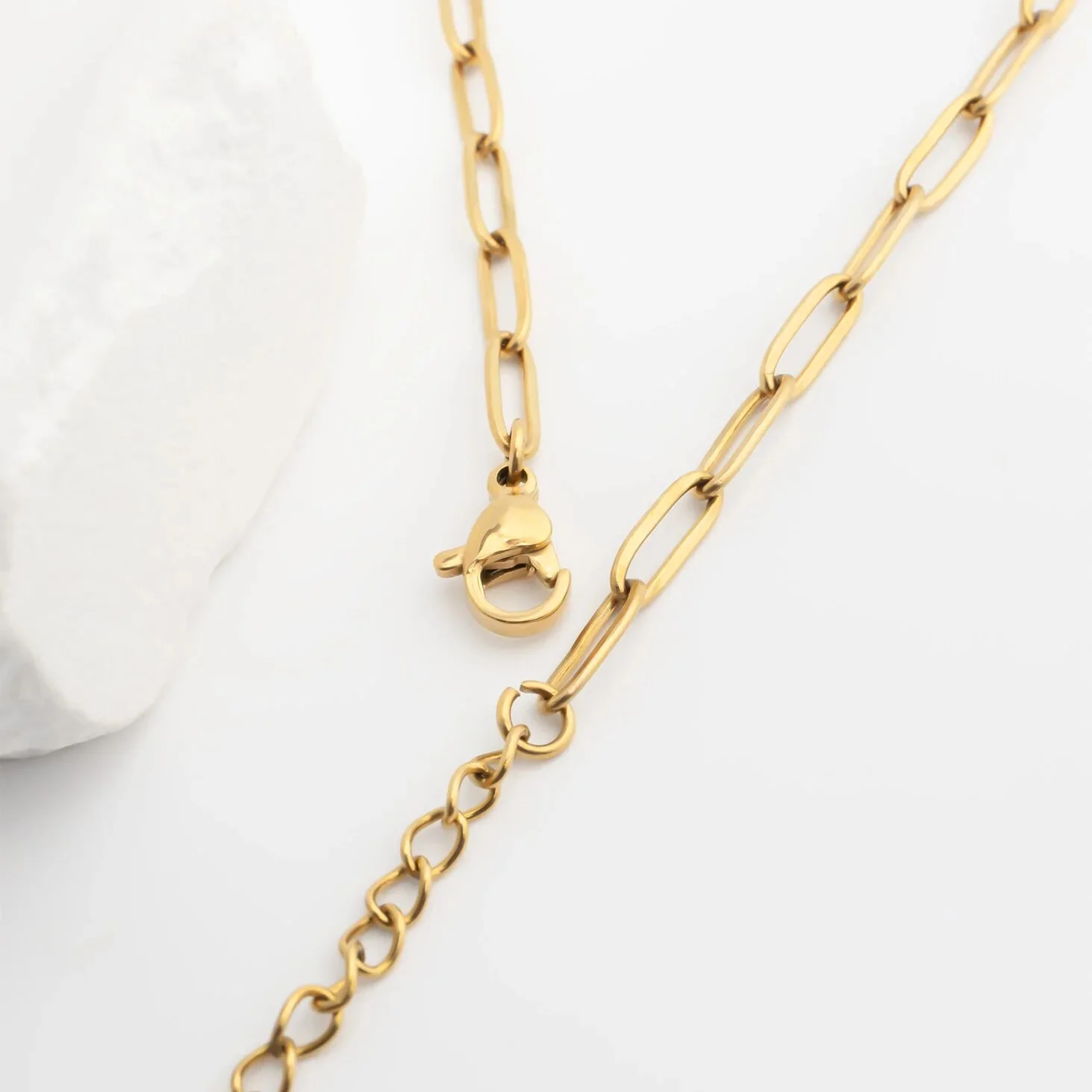 18K Gold PVD Stainless Steel Paperclip Anklet / SBB0325 - Image 8