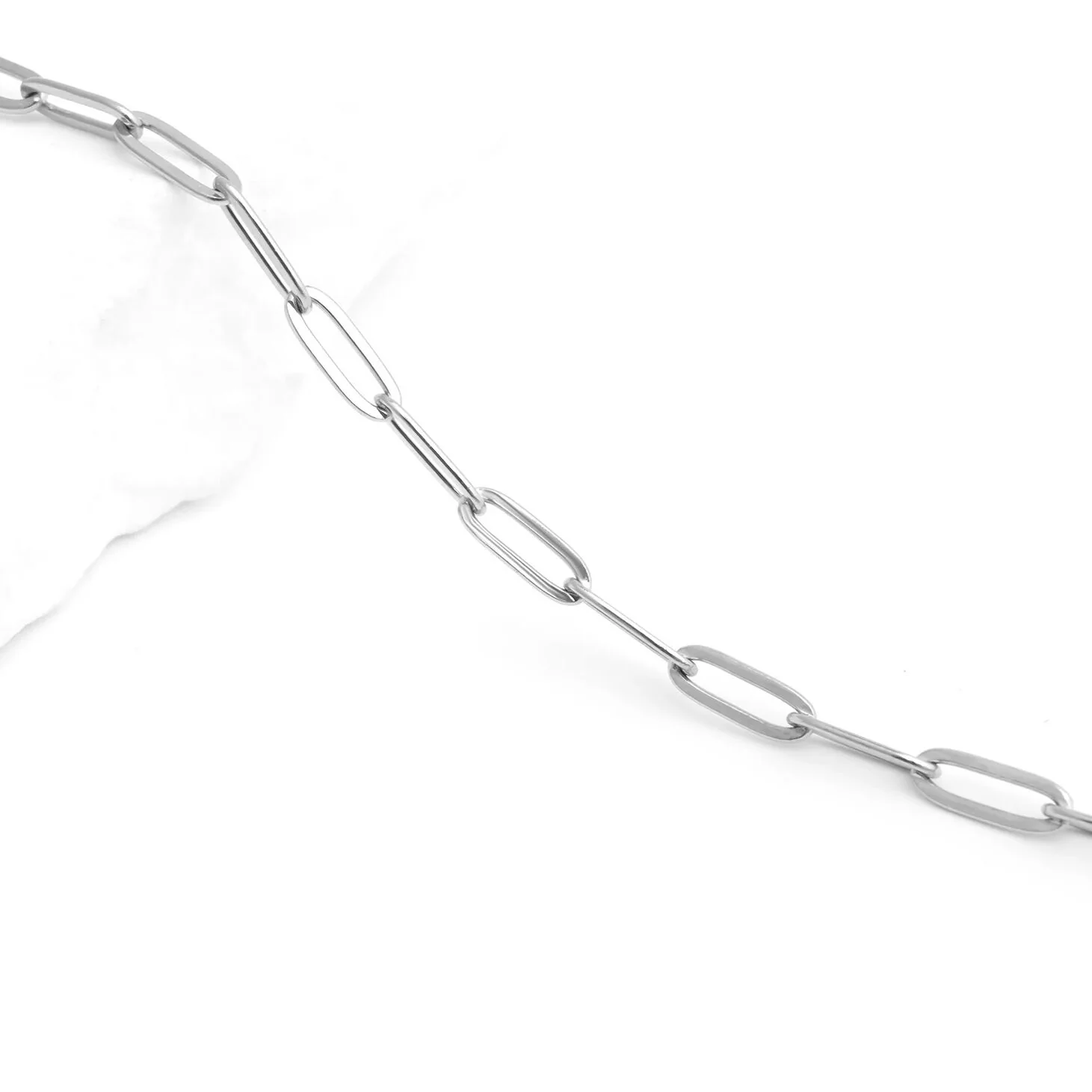 18K Gold PVD Stainless Steel Paperclip Anklet / SBB0325 - Image 9