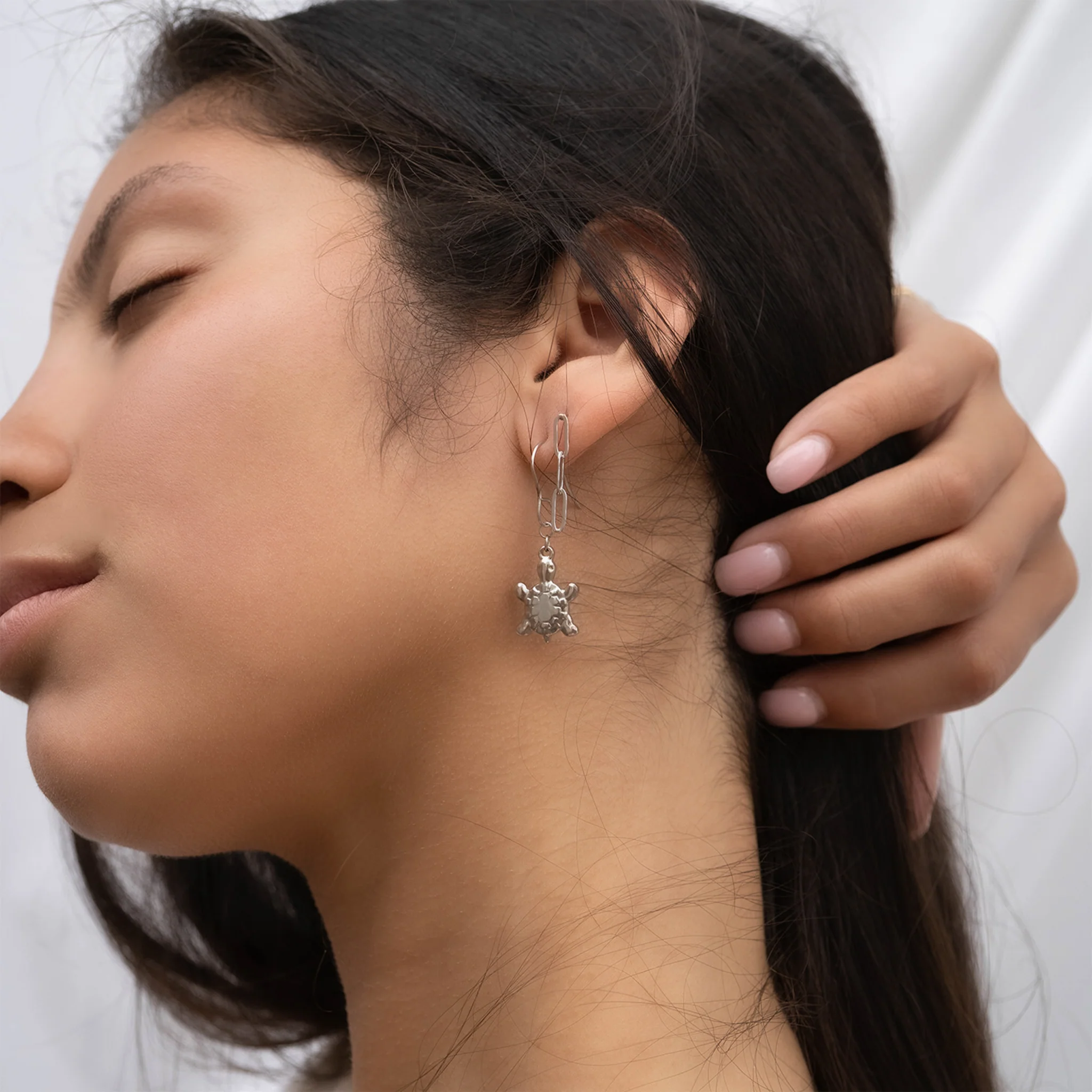 18K Gold PVD Stainless Steel Paperclip Earrings / ERJ0002 - Image 6