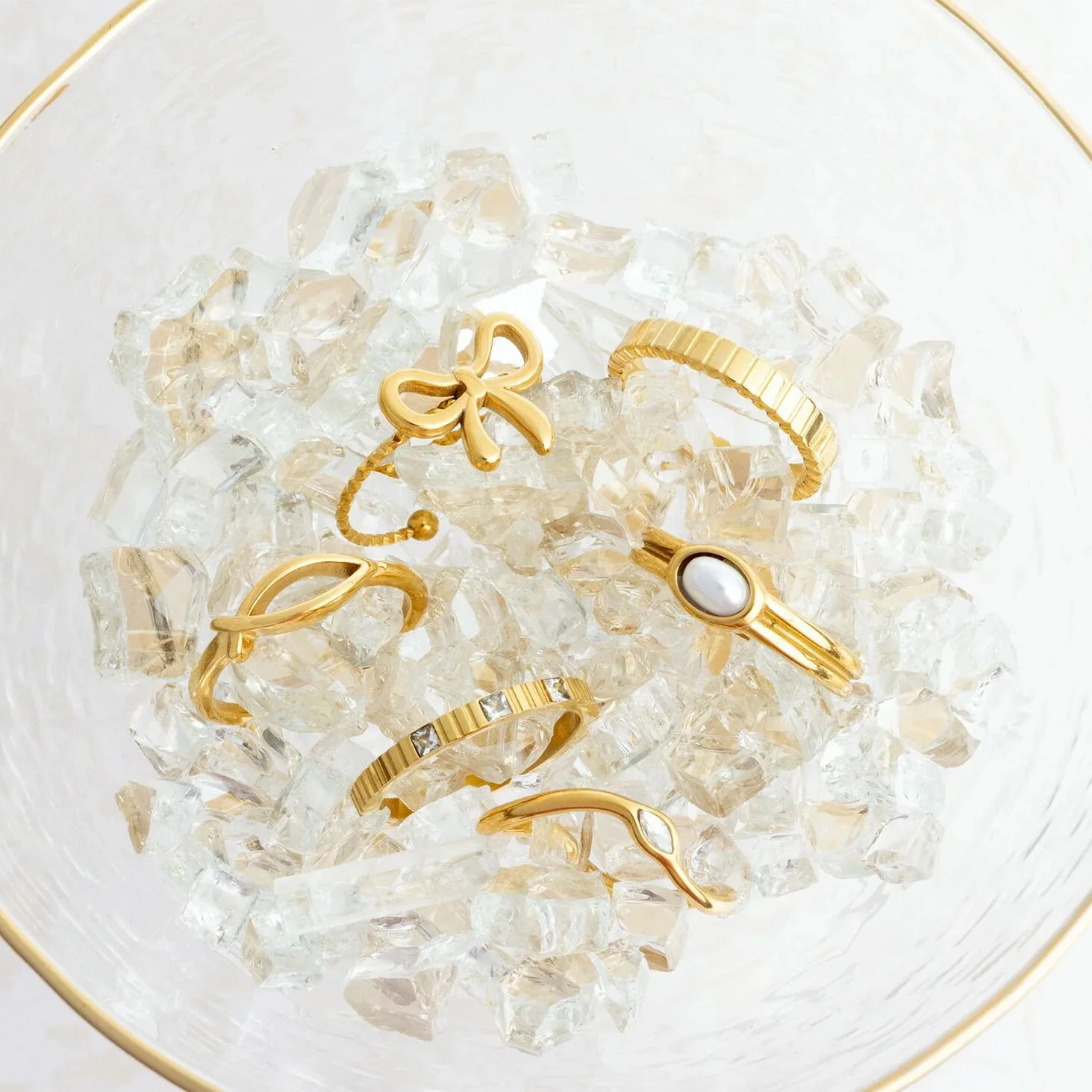 18K Gold PVD Stainless Steel Pearl Statement Ring / KSS0031 - Image 3