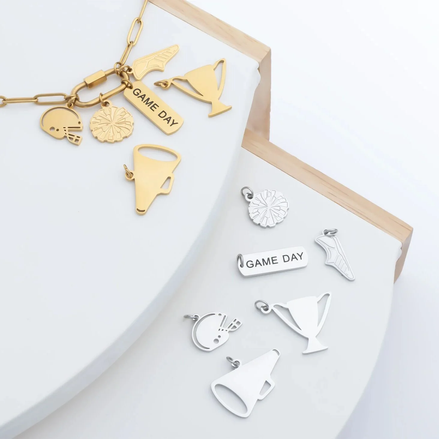 18K Gold PVD Stainless Steel Pom Pom Charm / PDL0383 - Image 8