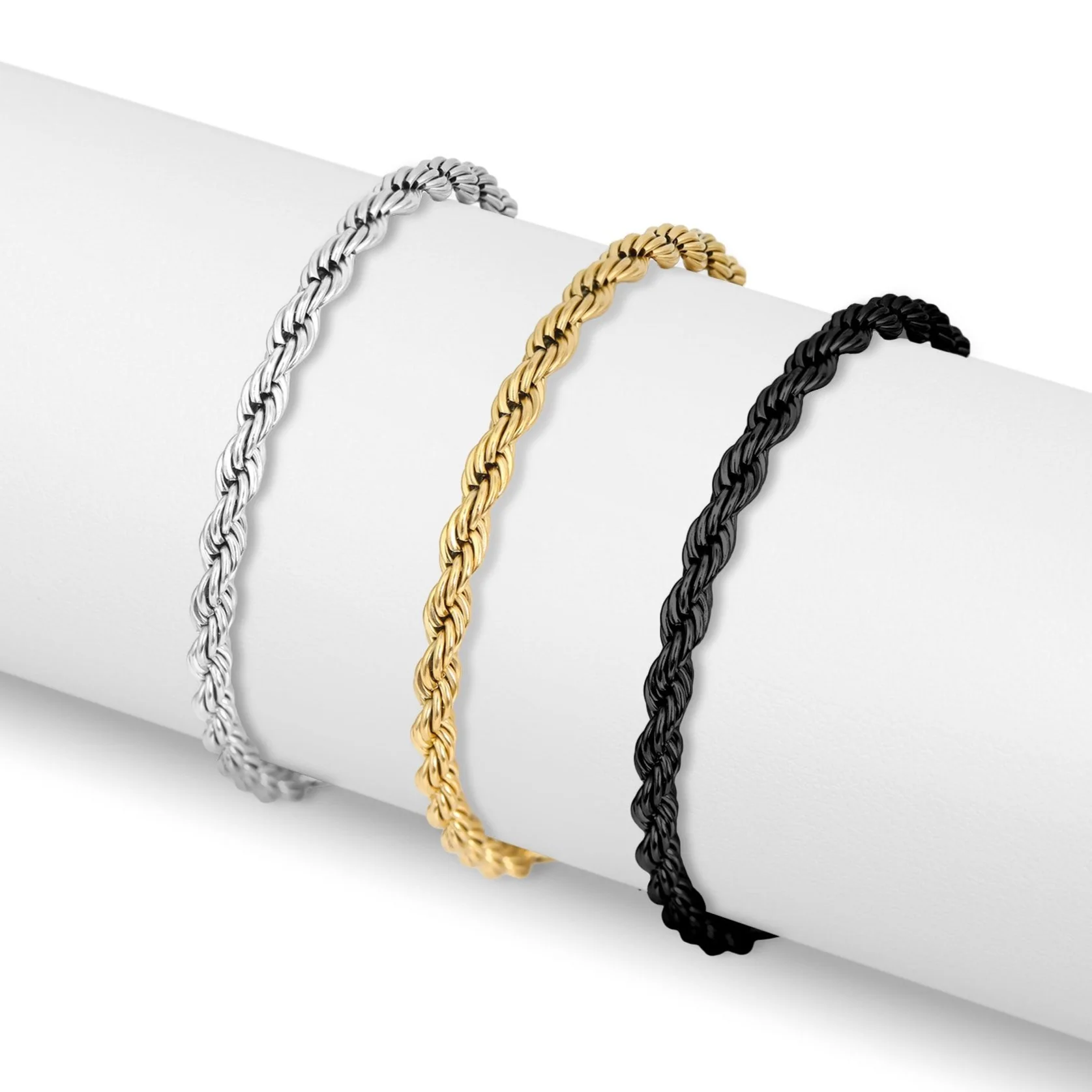 18K Gold PVD Stainless Steel Rope Chain Bracelet/Anklet / BRJ1000 - Image 12