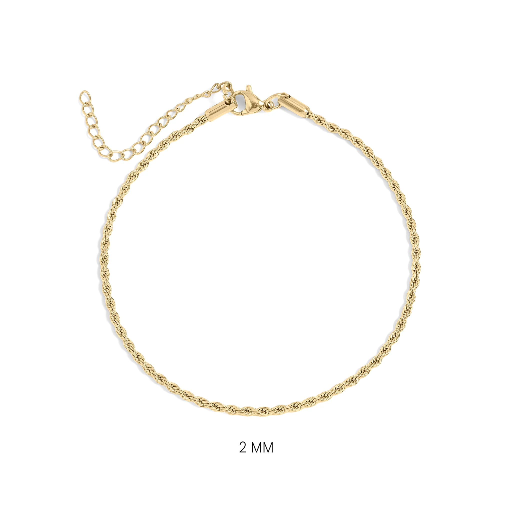 18K Gold PVD Stainless Steel Rope Chain Bracelet/Anklet / BRJ1000 - Image 13