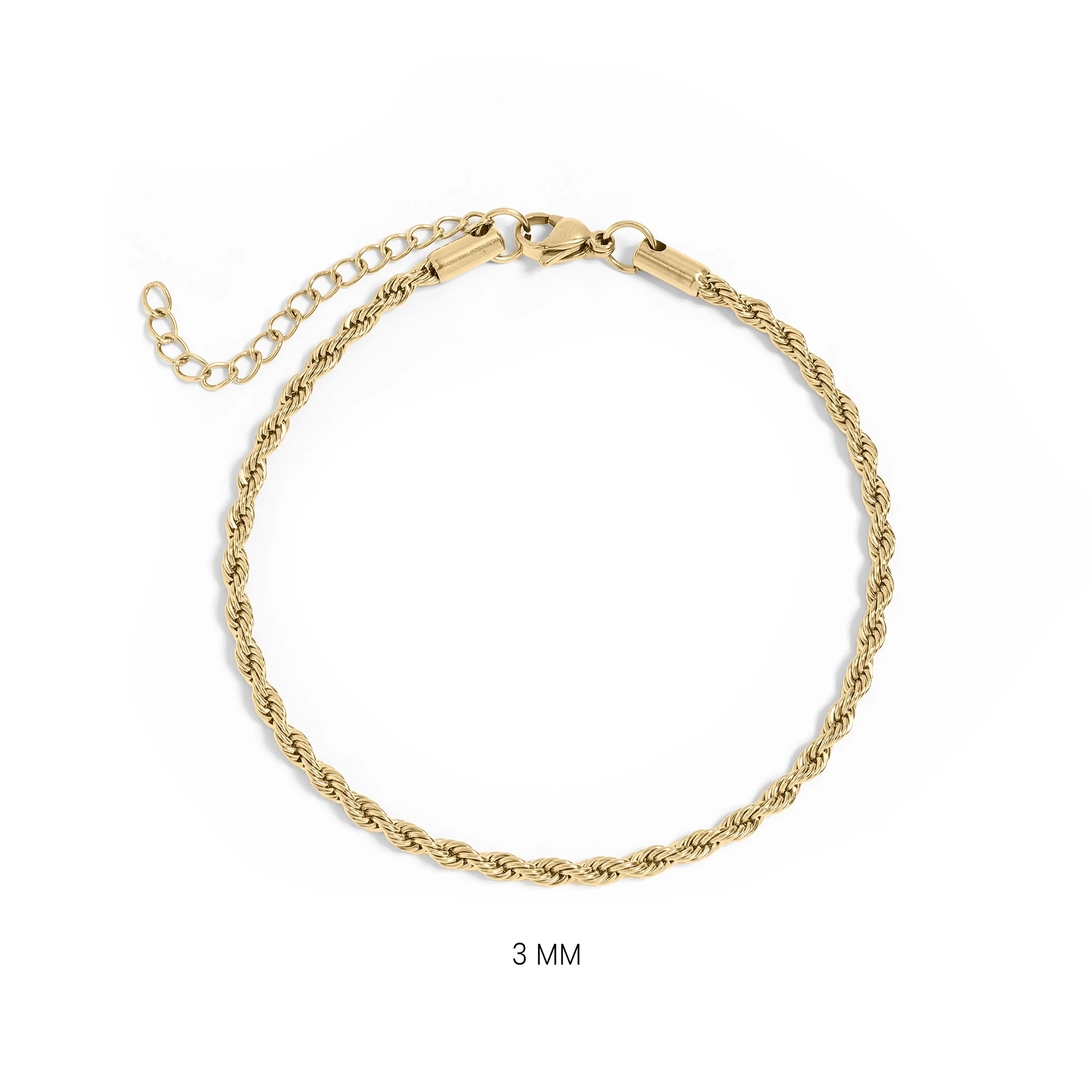 18K Gold PVD Stainless Steel Rope Chain Bracelet/Anklet / BRJ1000 - Image 14
