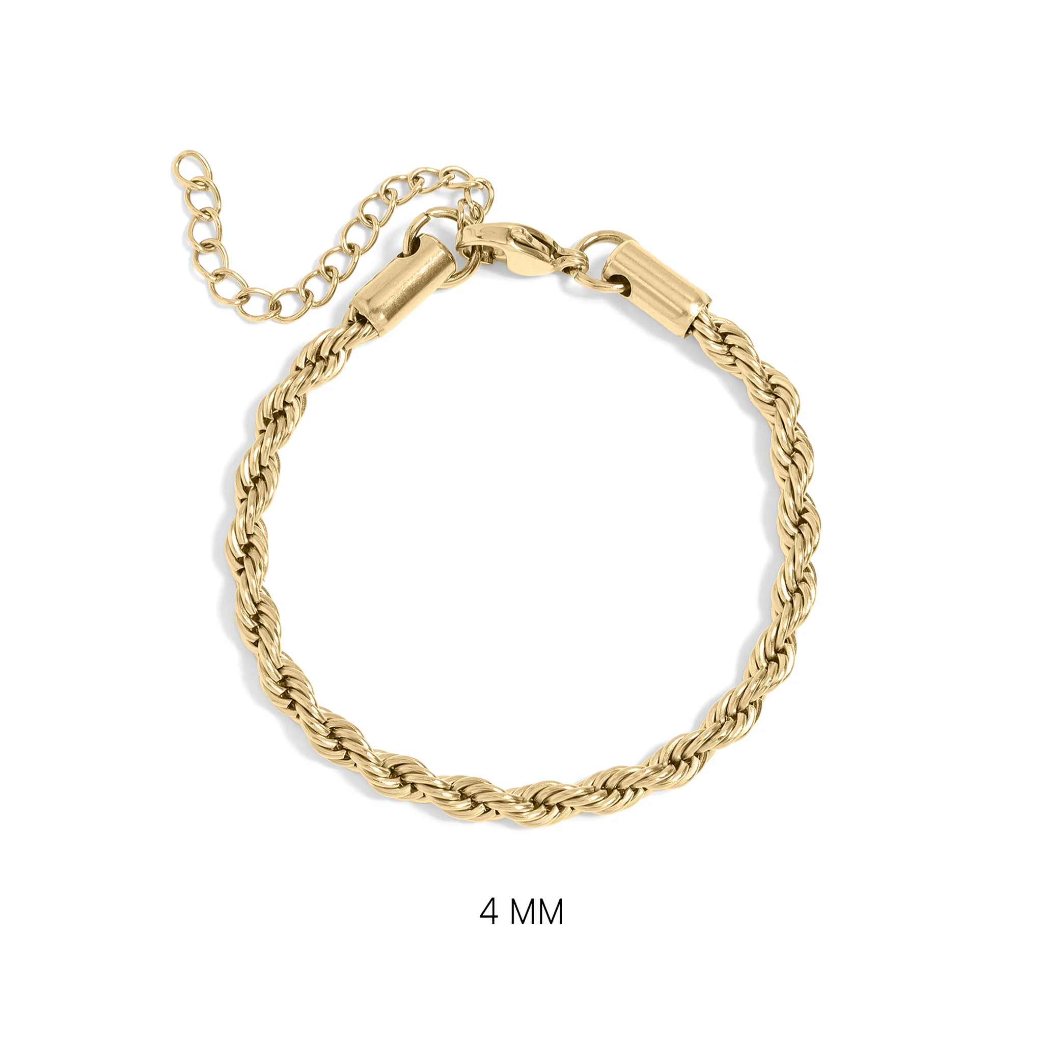 18K Gold PVD Stainless Steel Rope Chain Bracelet/Anklet / BRJ1000 - Image 15