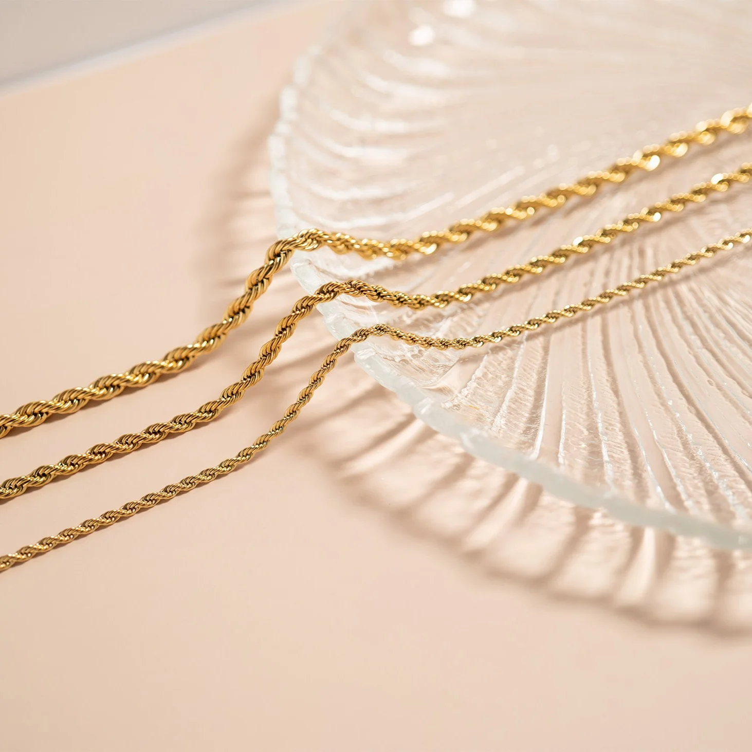 18K Gold PVD Stainless Steel Rope Chain Necklace / CHN9702 - Image 11