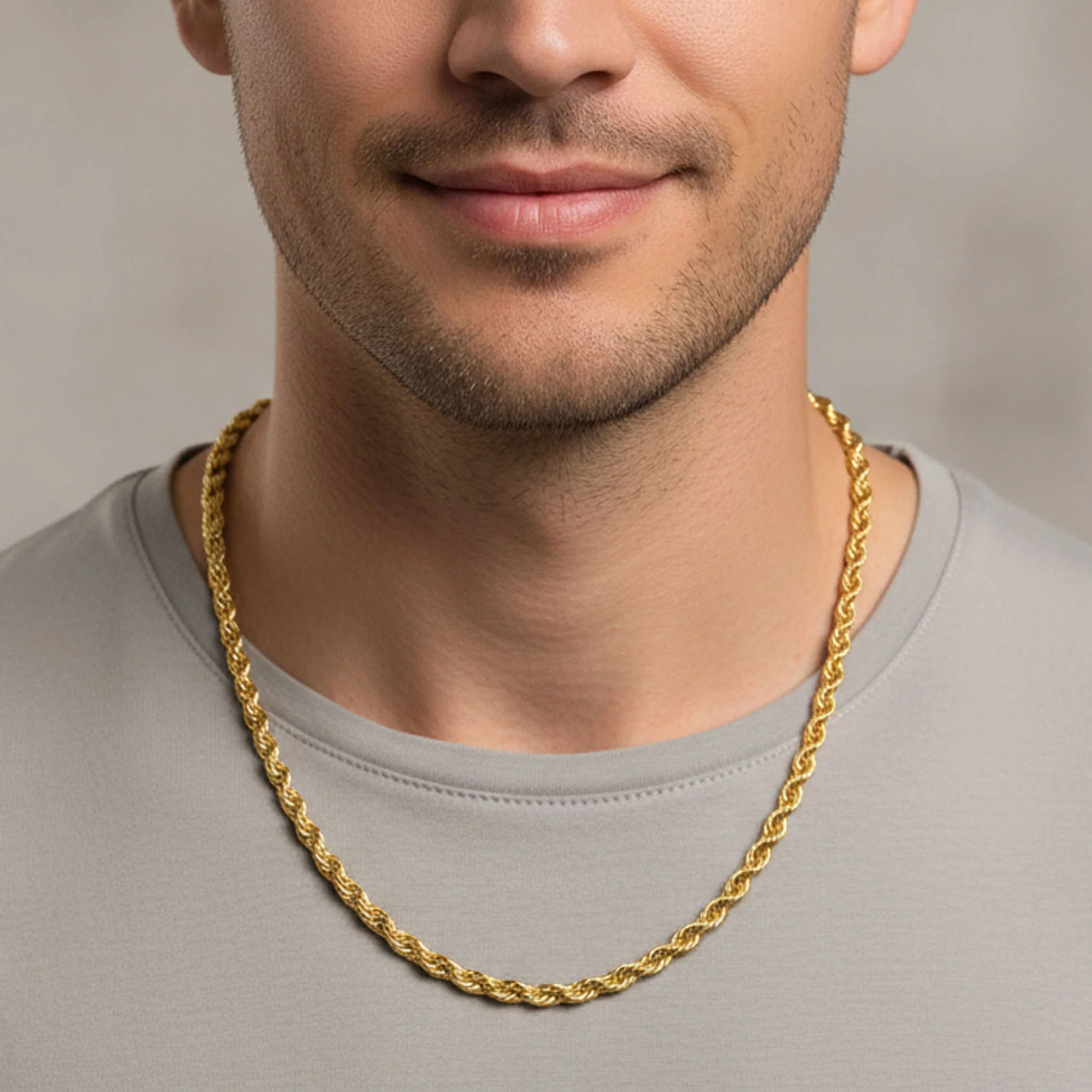 18K Gold PVD Stainless Steel Rope Chain Necklace / CHN9702 - Image 12