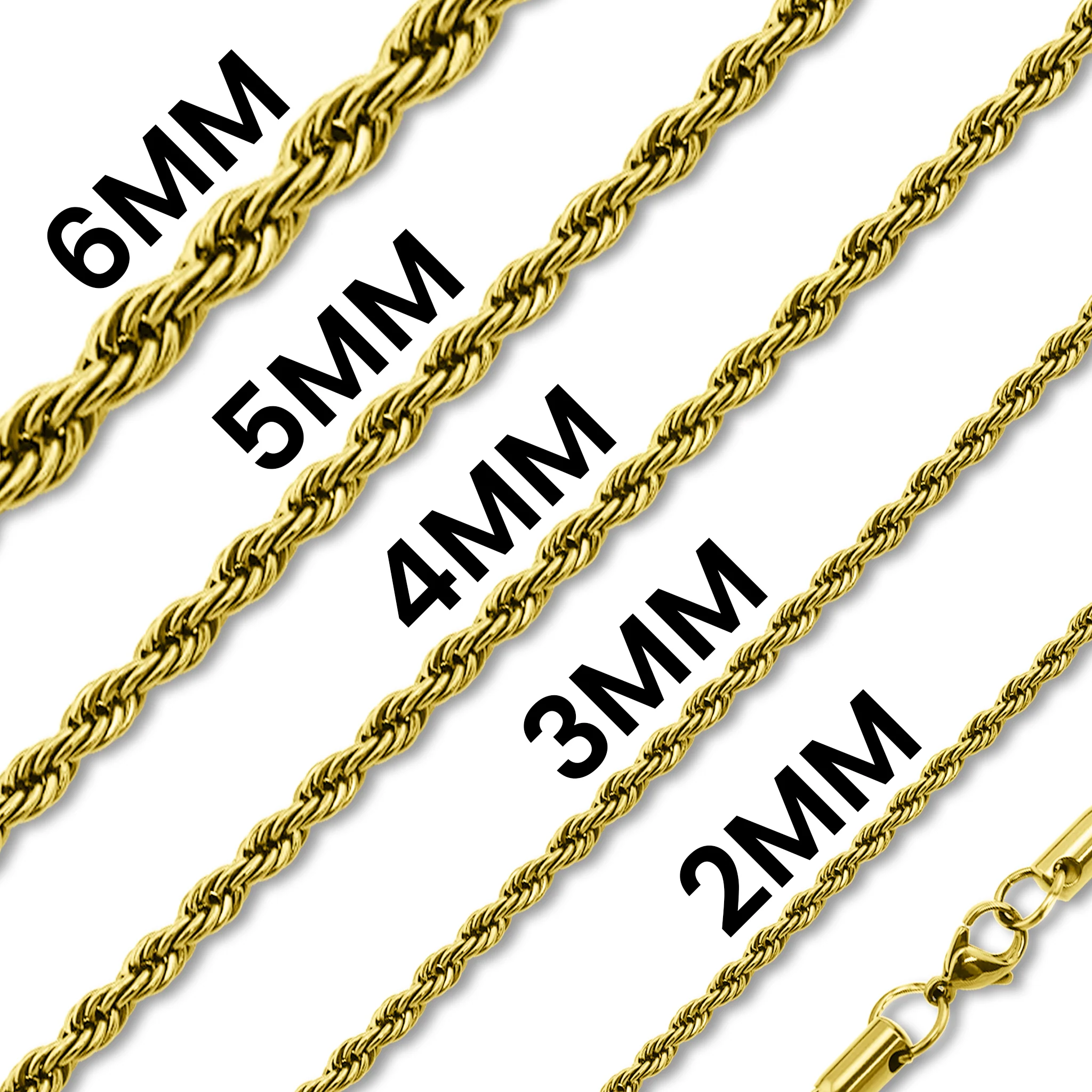 18K Gold PVD Stainless Steel Rope Chain Necklace / CHN9702 - Image 5