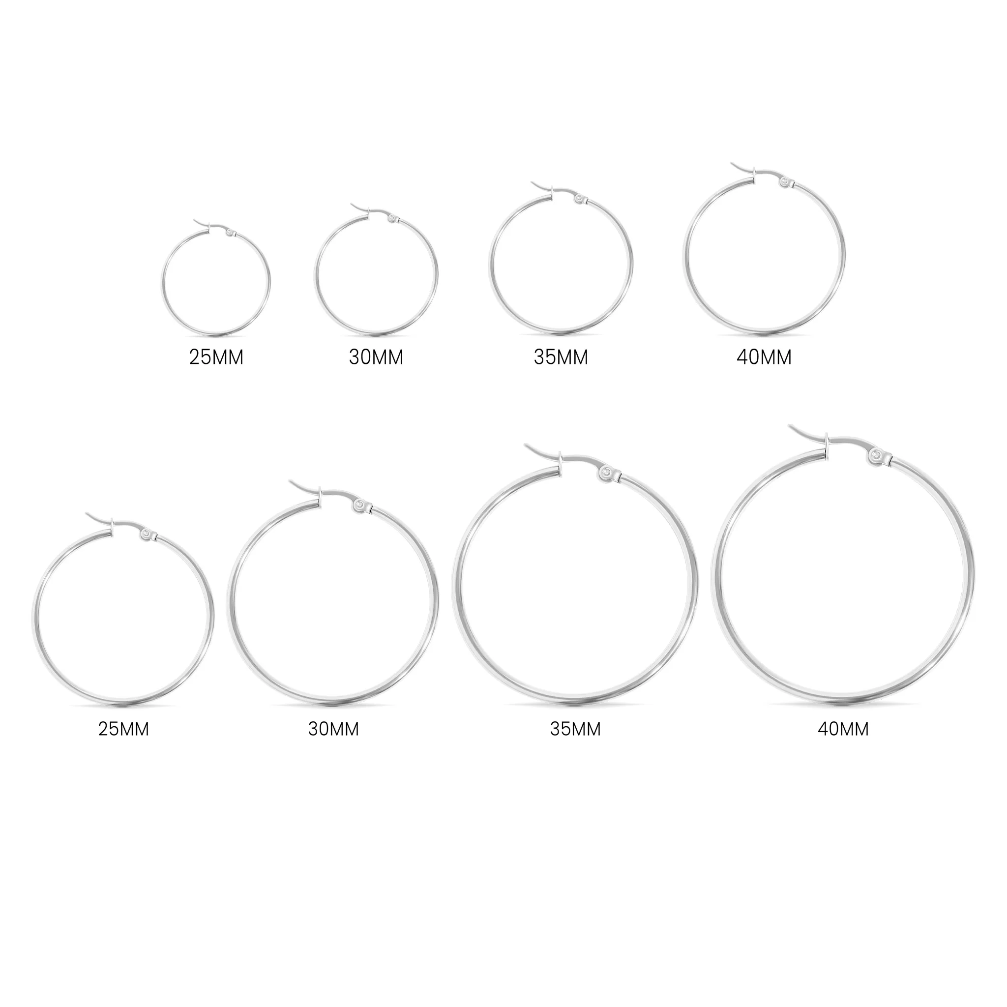 18K Gold PVD Stainless Steel Round Tube Hoop Earrings / ERJ2138 - Image 10