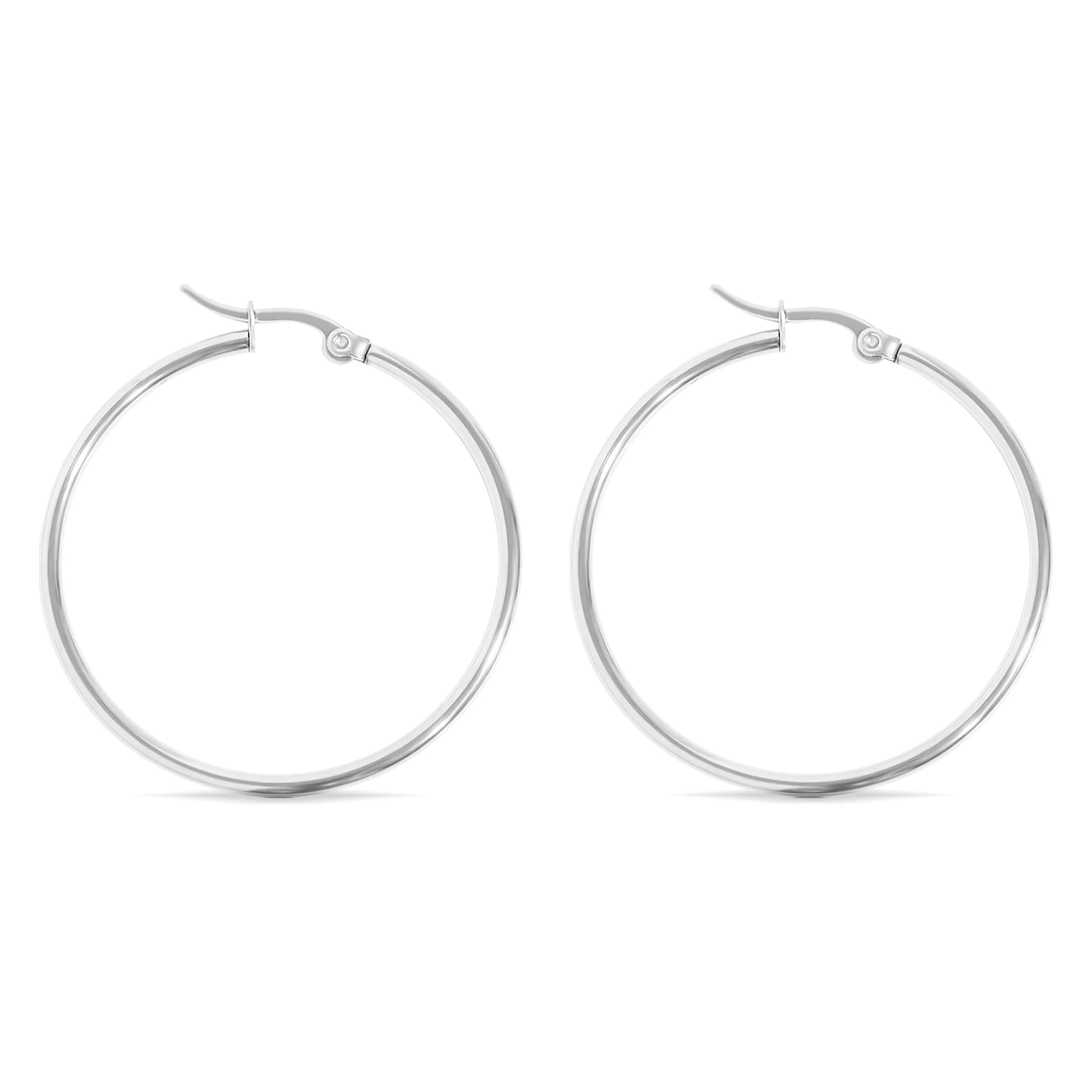 18K Gold PVD Stainless Steel Round Tube Hoop Earrings / ERJ2138 - Image 12