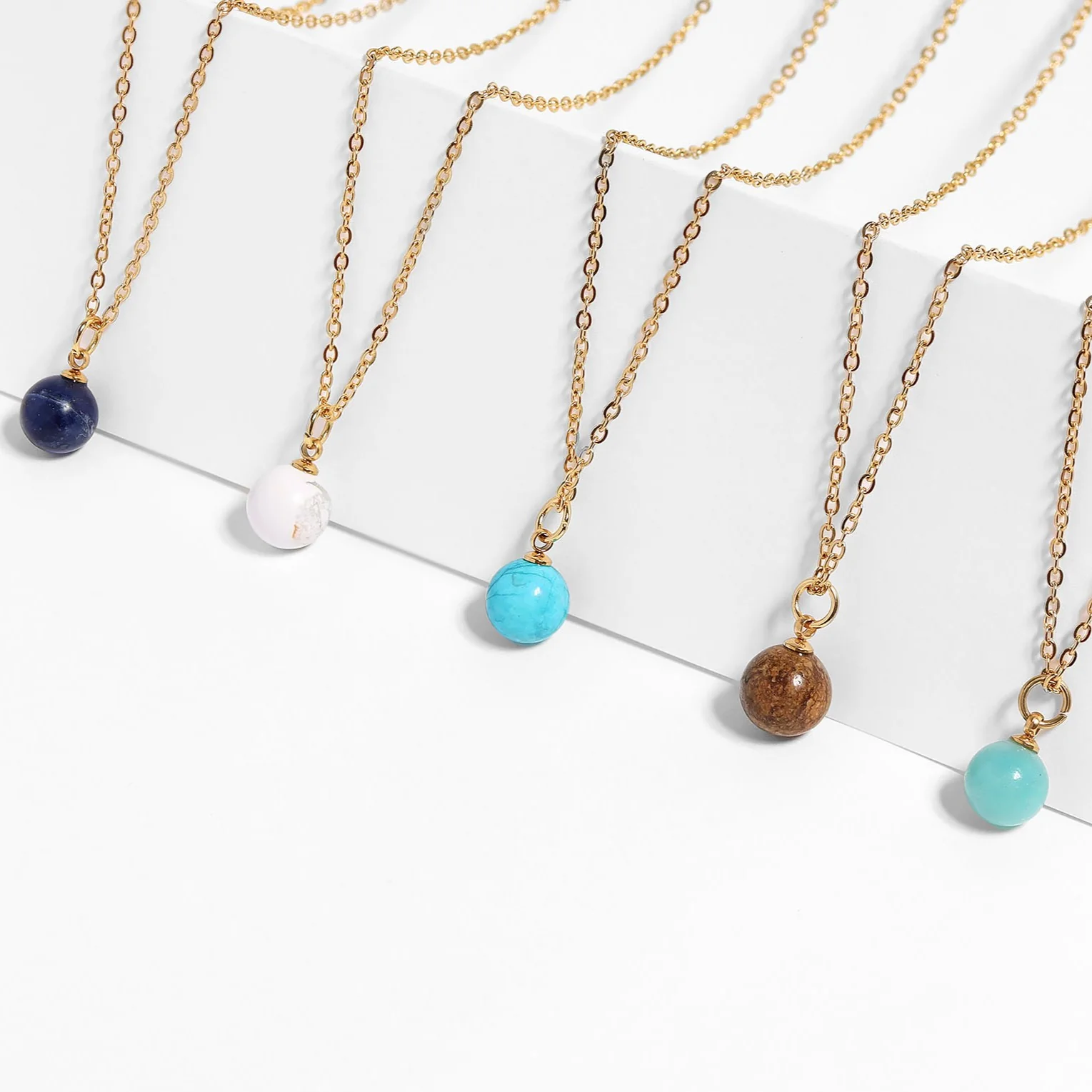 18K Gold PVD Stainless Steel Semi Precious Natural Stone Charms / SBB0306 - Image 5