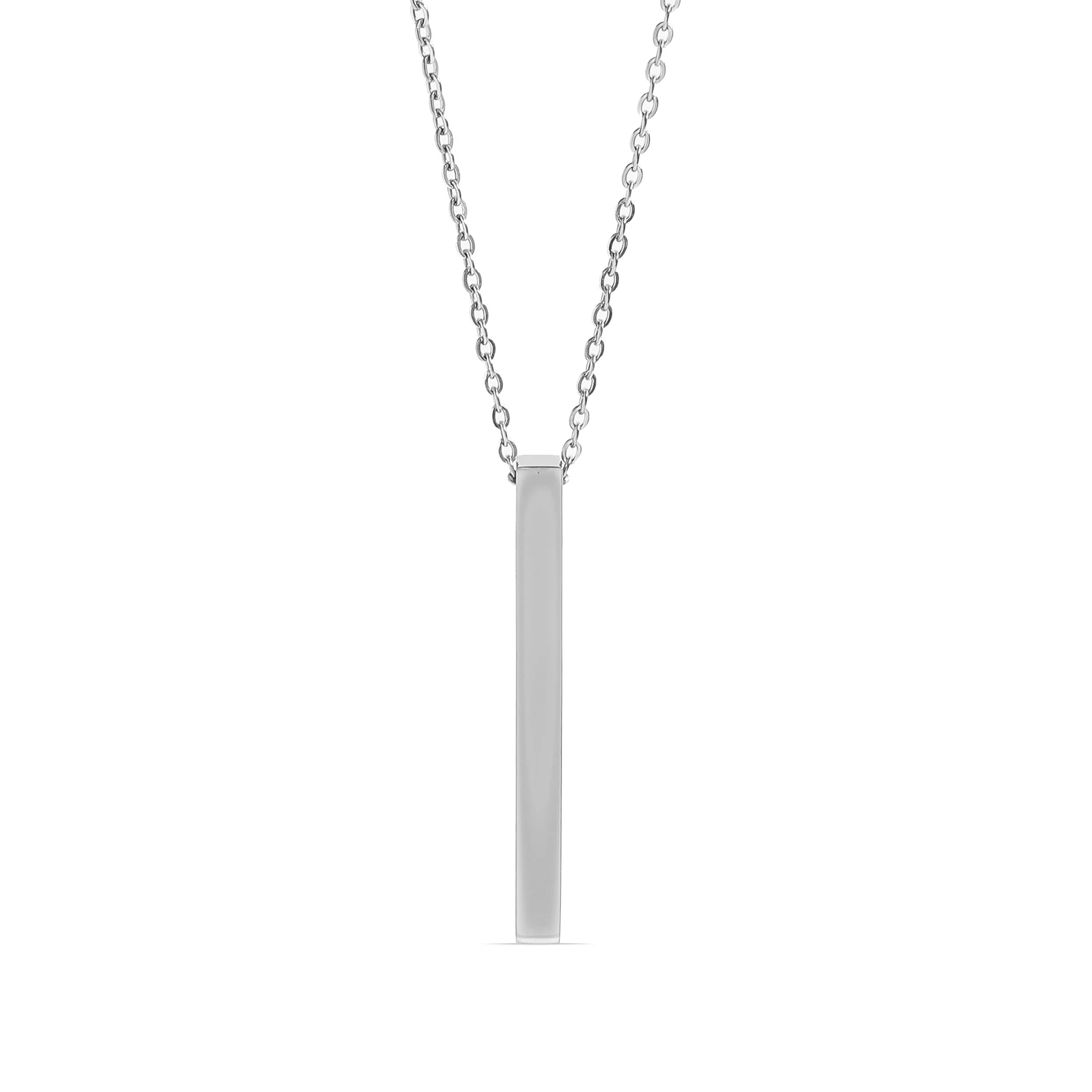 18K Gold PVD Stainless Steel Square 4 Sided Vertical Blank Bar Necklace / SBB0120 - Image 6