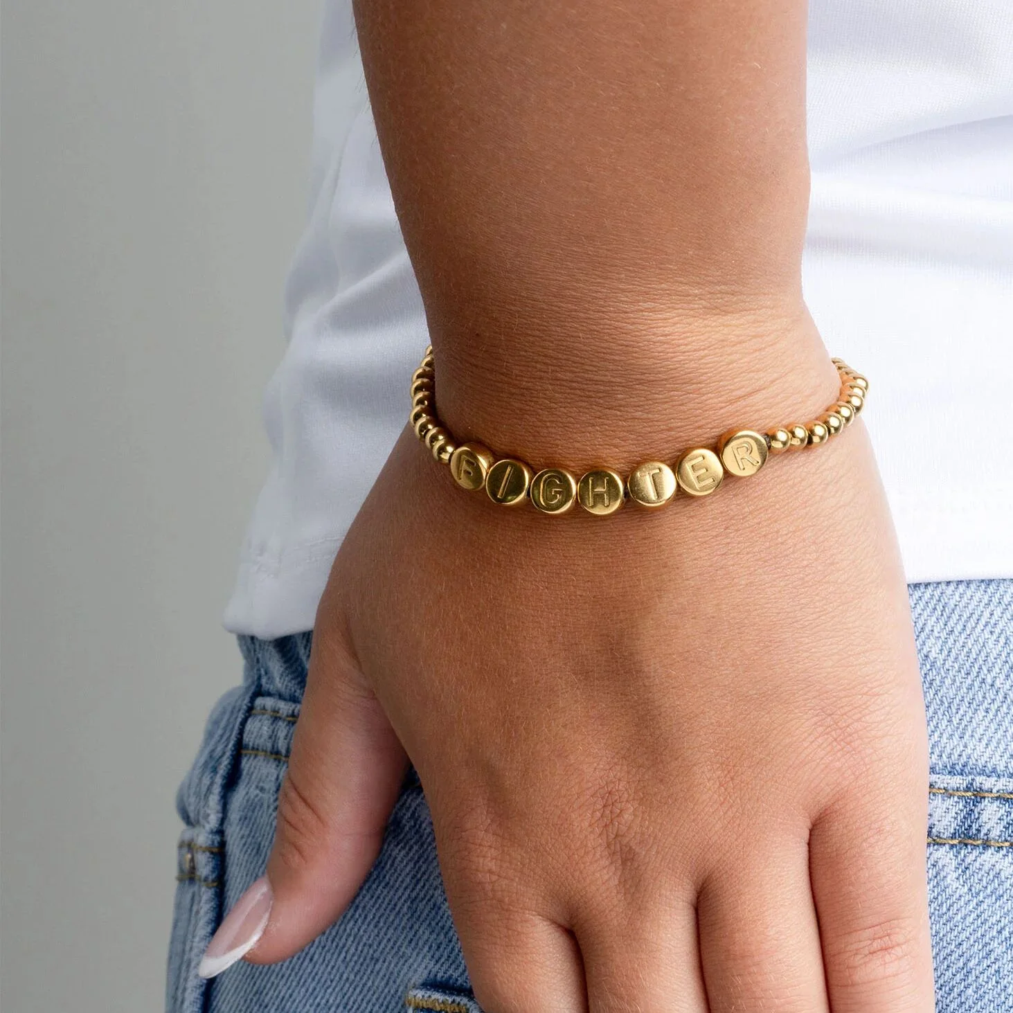 18K Gold PVD Stainless Steel The Fighter Bracelet Gift Set / BND0092 - Image 8