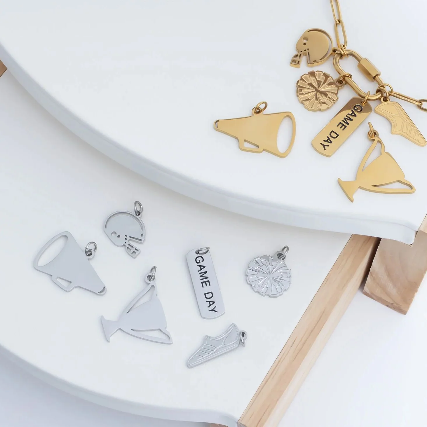 18K Gold PVD Stainless Steel Track Shoe Charm / PDL0384 - Image 8