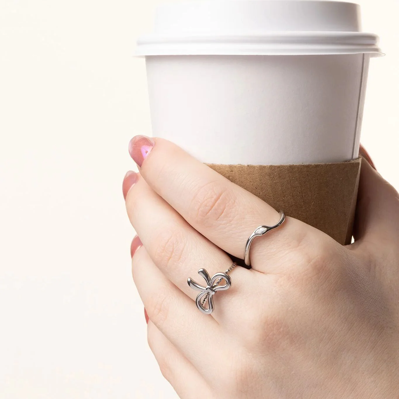 18K Gold PVD Stone Abstract Stacking Ring / KSS0030 - Image 13