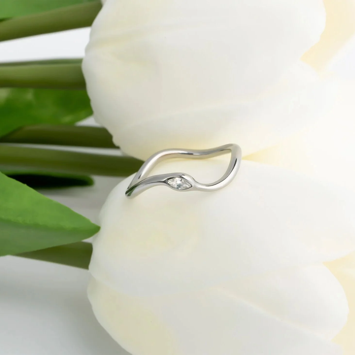 18K Gold PVD Stone Abstract Stacking Ring / KSS0030 - Image 6