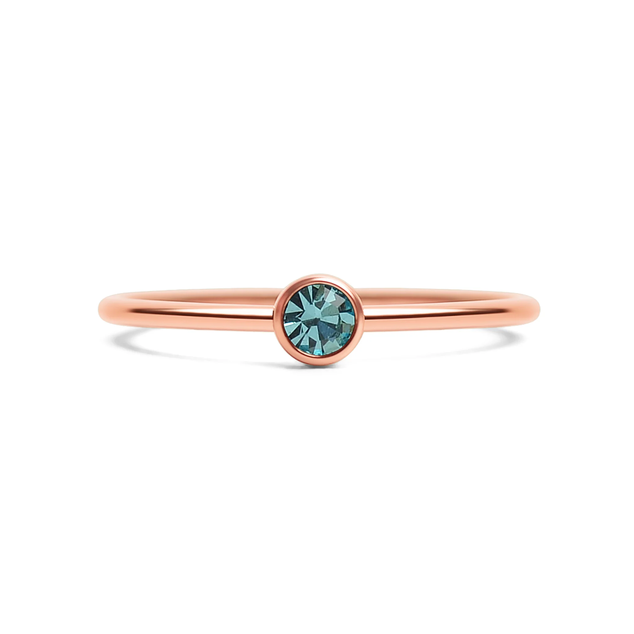 18k Rose Gold PVD Coated Stainless Steel Birthstone Stacking Ring / ZRJ1002 - Image 10
