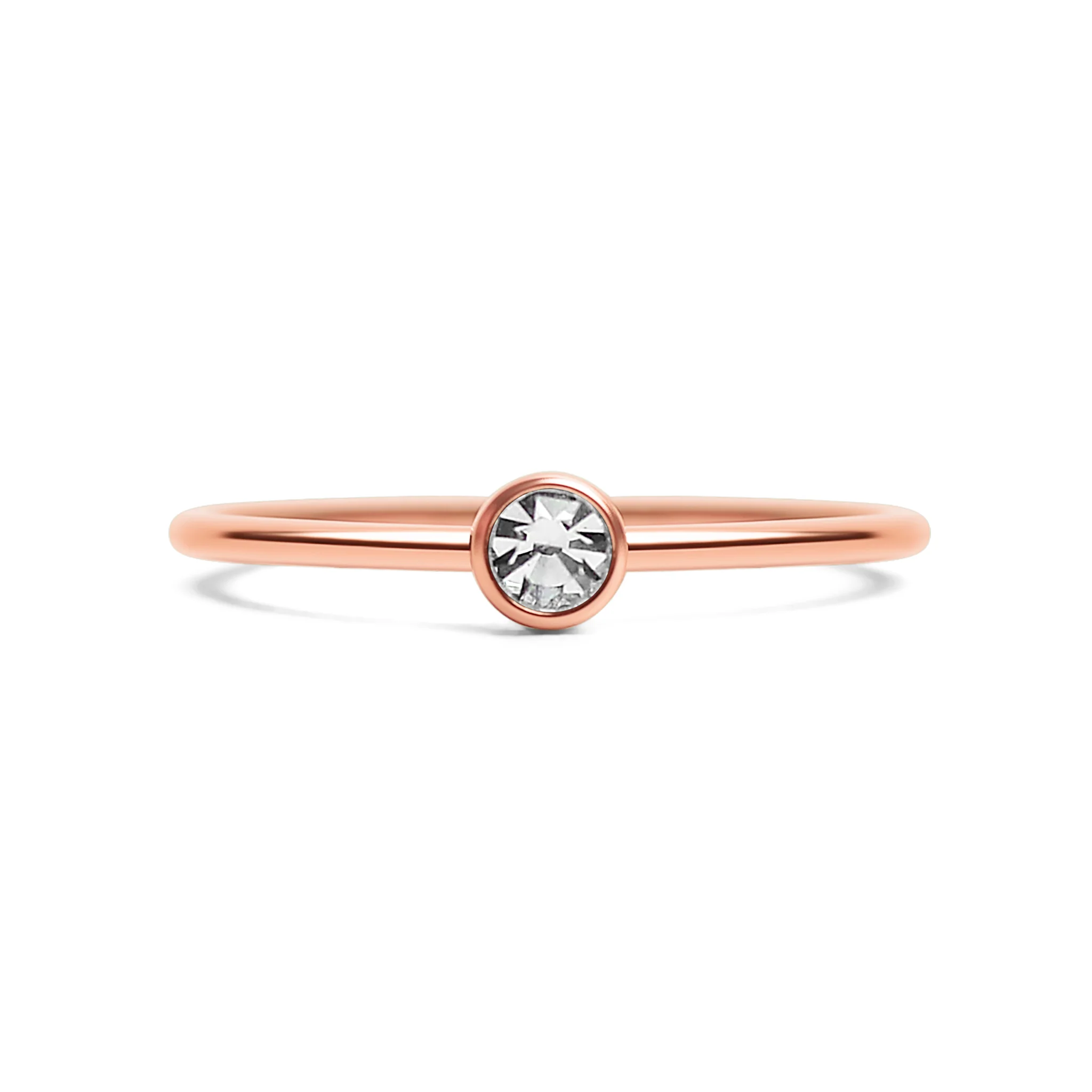 18k Rose Gold PVD Coated Stainless Steel Birthstone Stacking Ring / ZRJ1002 - Image 12
