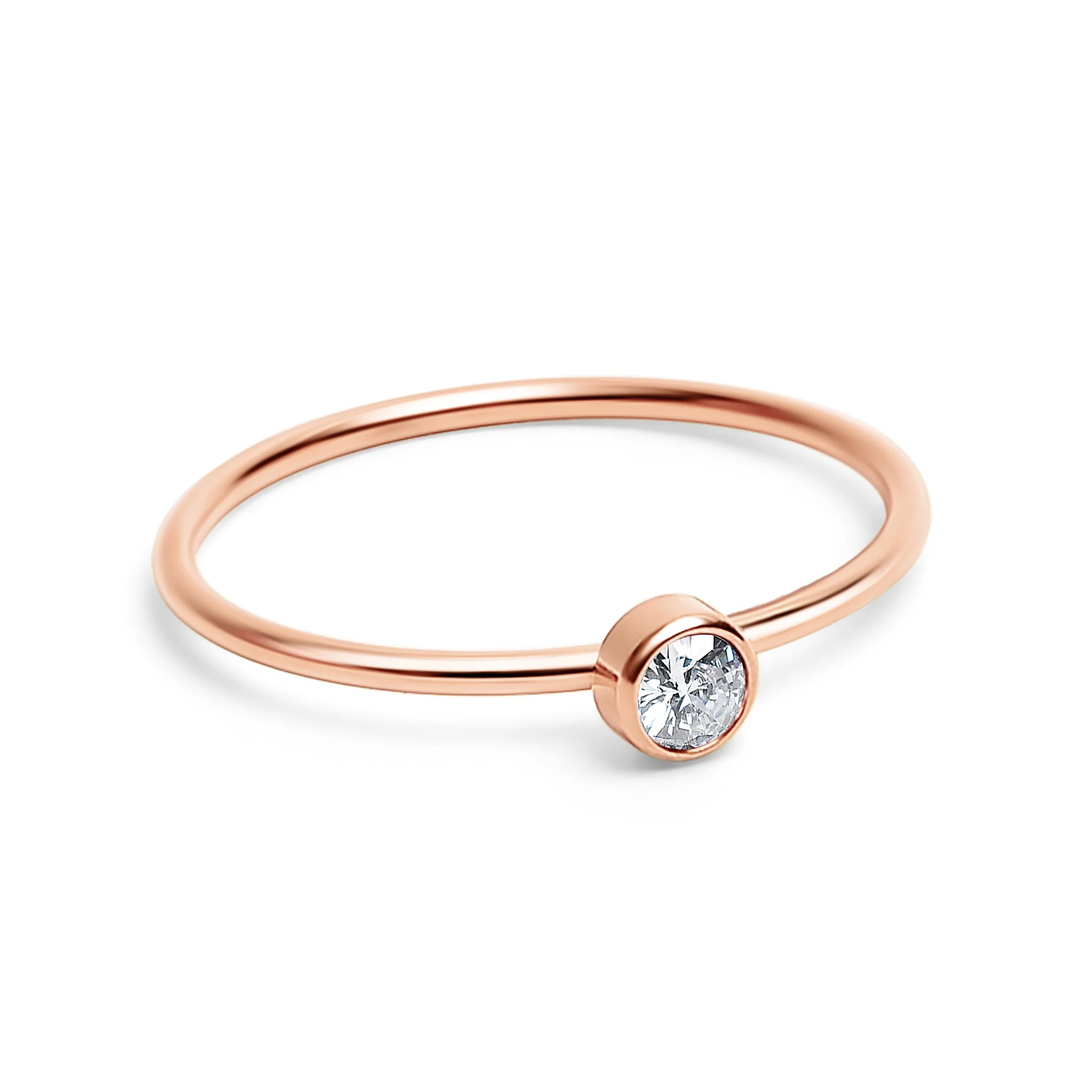 18k Rose Gold PVD Coated Stainless Steel Birthstone Stacking Ring / ZRJ1002 - Image 13