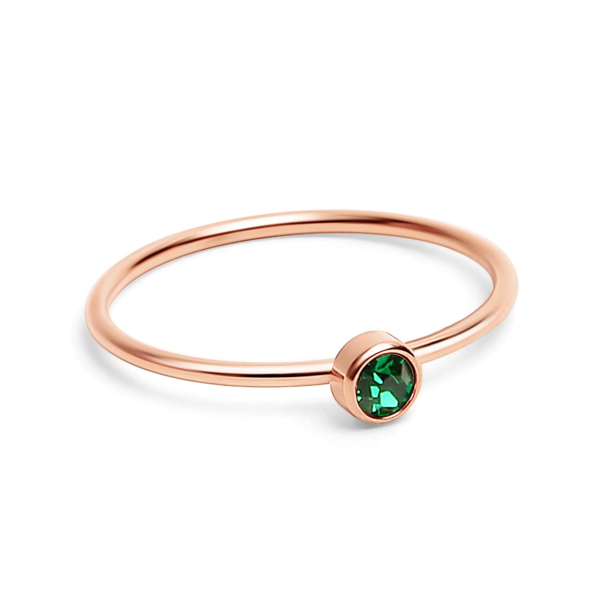 18k Rose Gold PVD Coated Stainless Steel Birthstone Stacking Ring / ZRJ1002 - Image 15