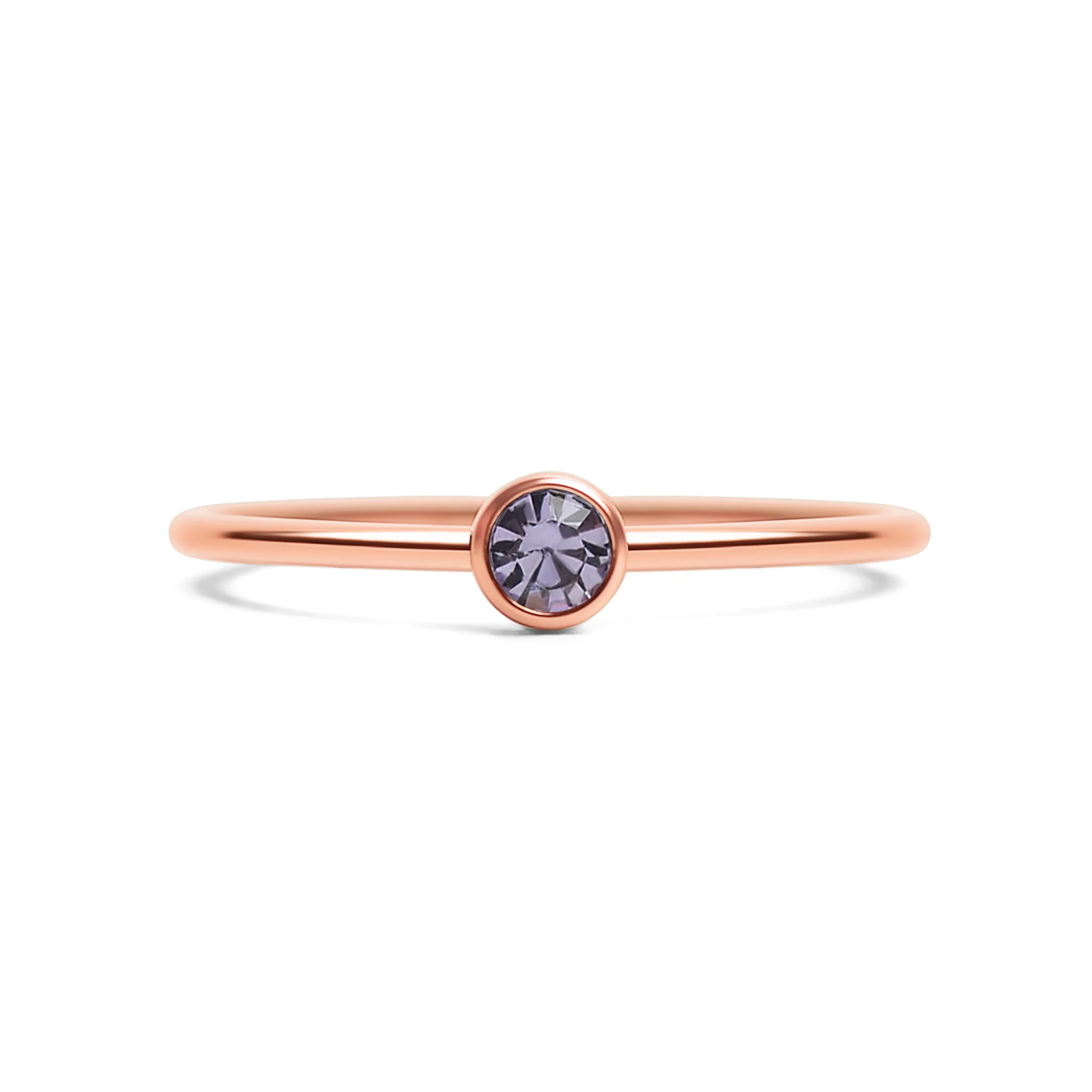18k Rose Gold PVD Coated Stainless Steel Birthstone Stacking Ring / ZRJ1002 - Image 16