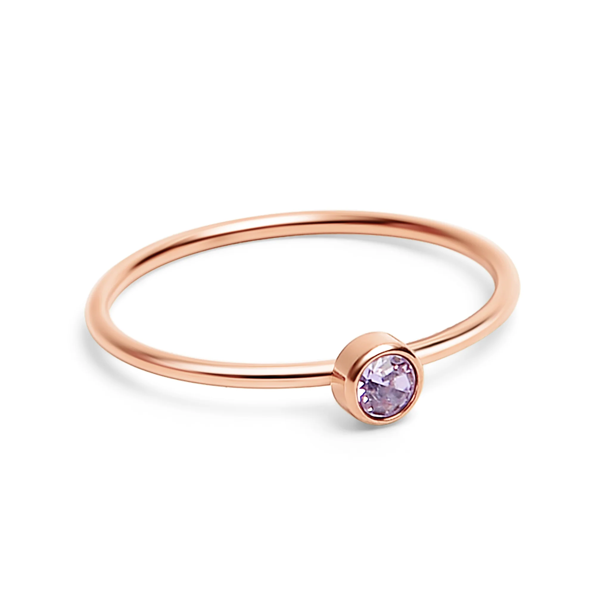 18k Rose Gold PVD Coated Stainless Steel Birthstone Stacking Ring / ZRJ1002 - Image 17