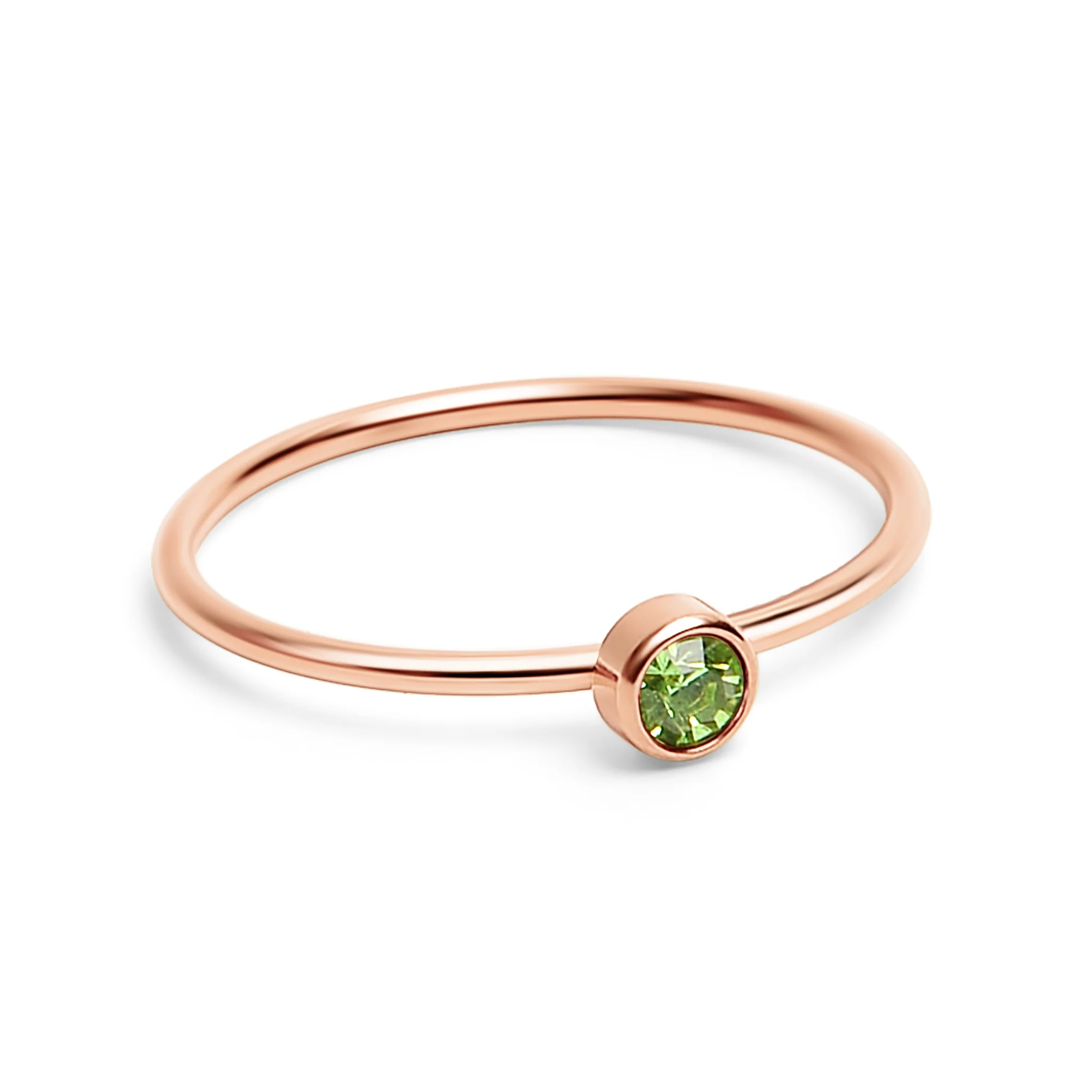 18k Rose Gold PVD Coated Stainless Steel Birthstone Stacking Ring / ZRJ1002 - Image 21