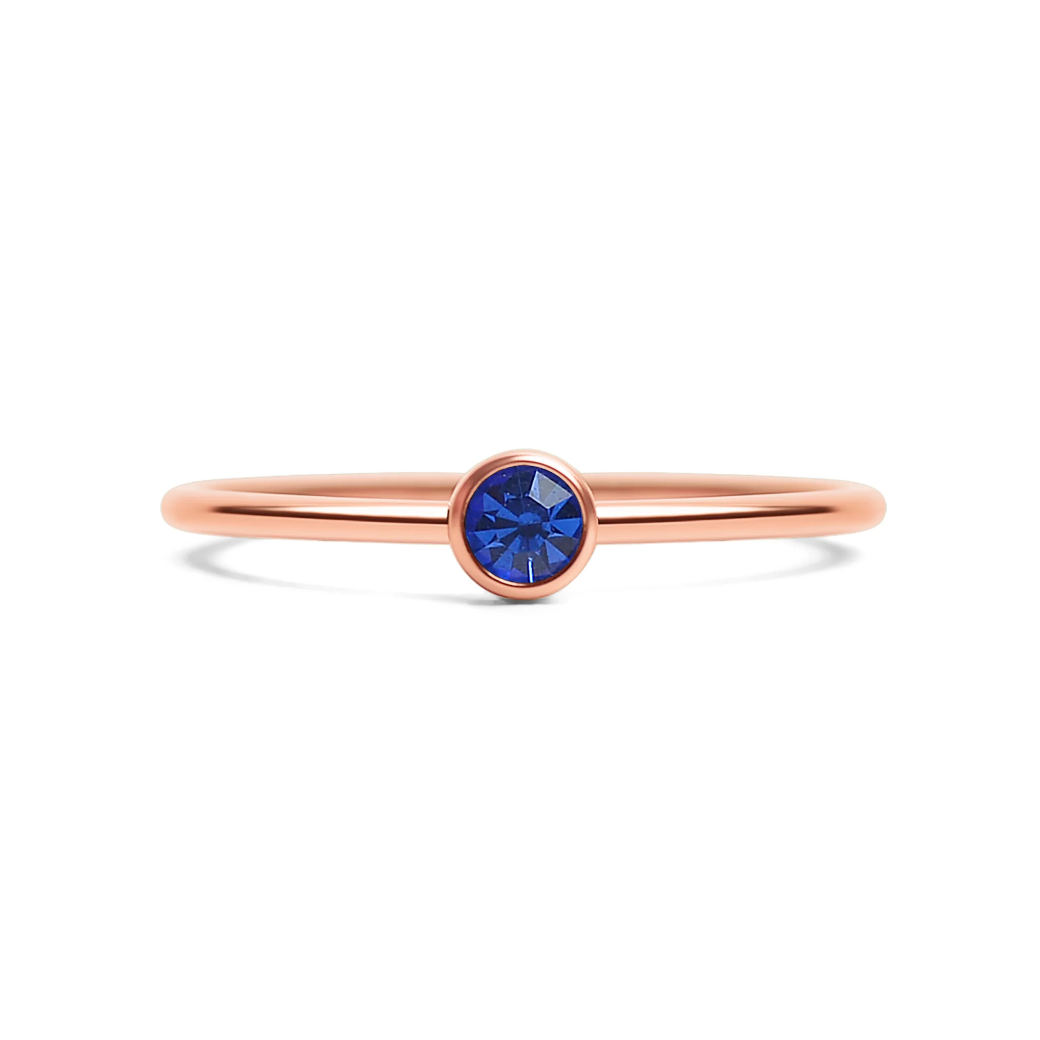 18k Rose Gold PVD Coated Stainless Steel Birthstone Stacking Ring / ZRJ1002 - Image 22