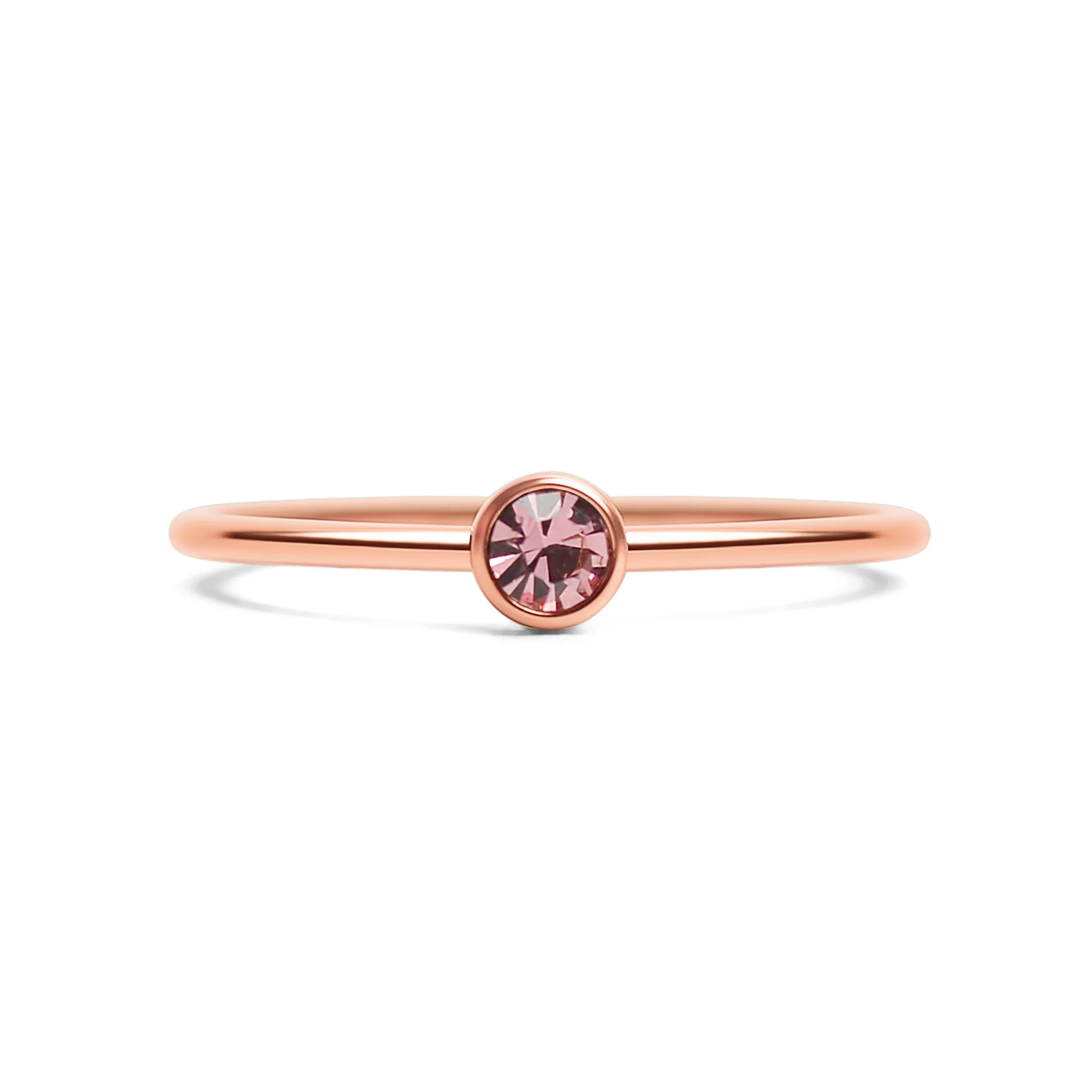 18k Rose Gold PVD Coated Stainless Steel Birthstone Stacking Ring / ZRJ1002 - Image 24