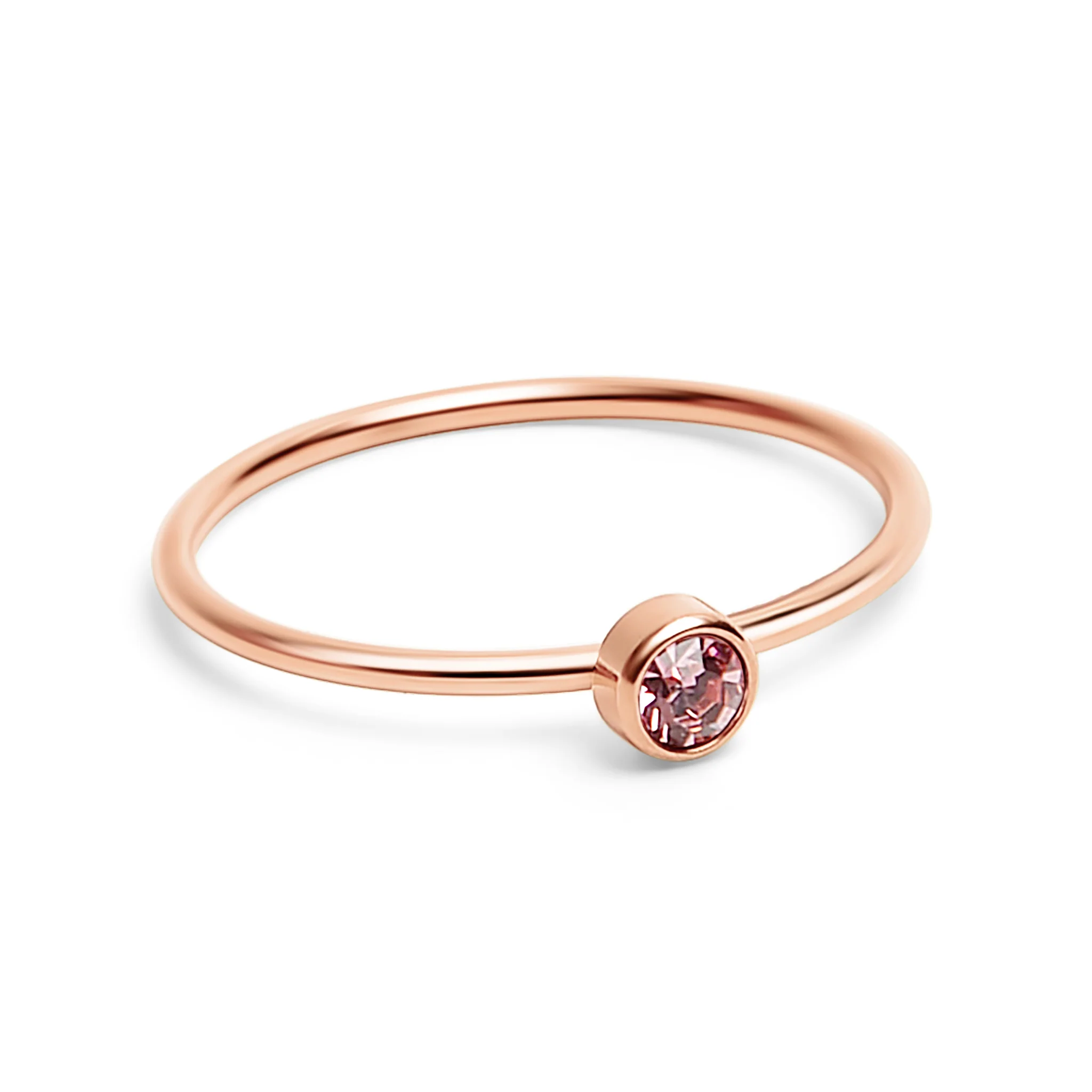 18k Rose Gold PVD Coated Stainless Steel Birthstone Stacking Ring / ZRJ1002 - Image 25