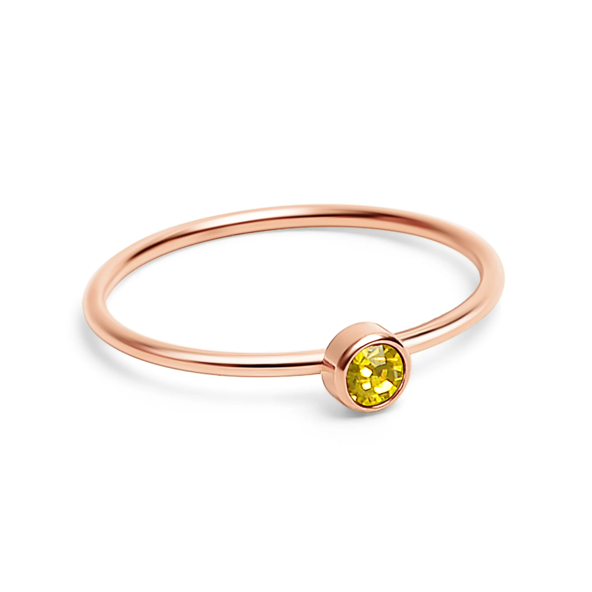 18k Rose Gold PVD Coated Stainless Steel Birthstone Stacking Ring / ZRJ1002 - Image 27