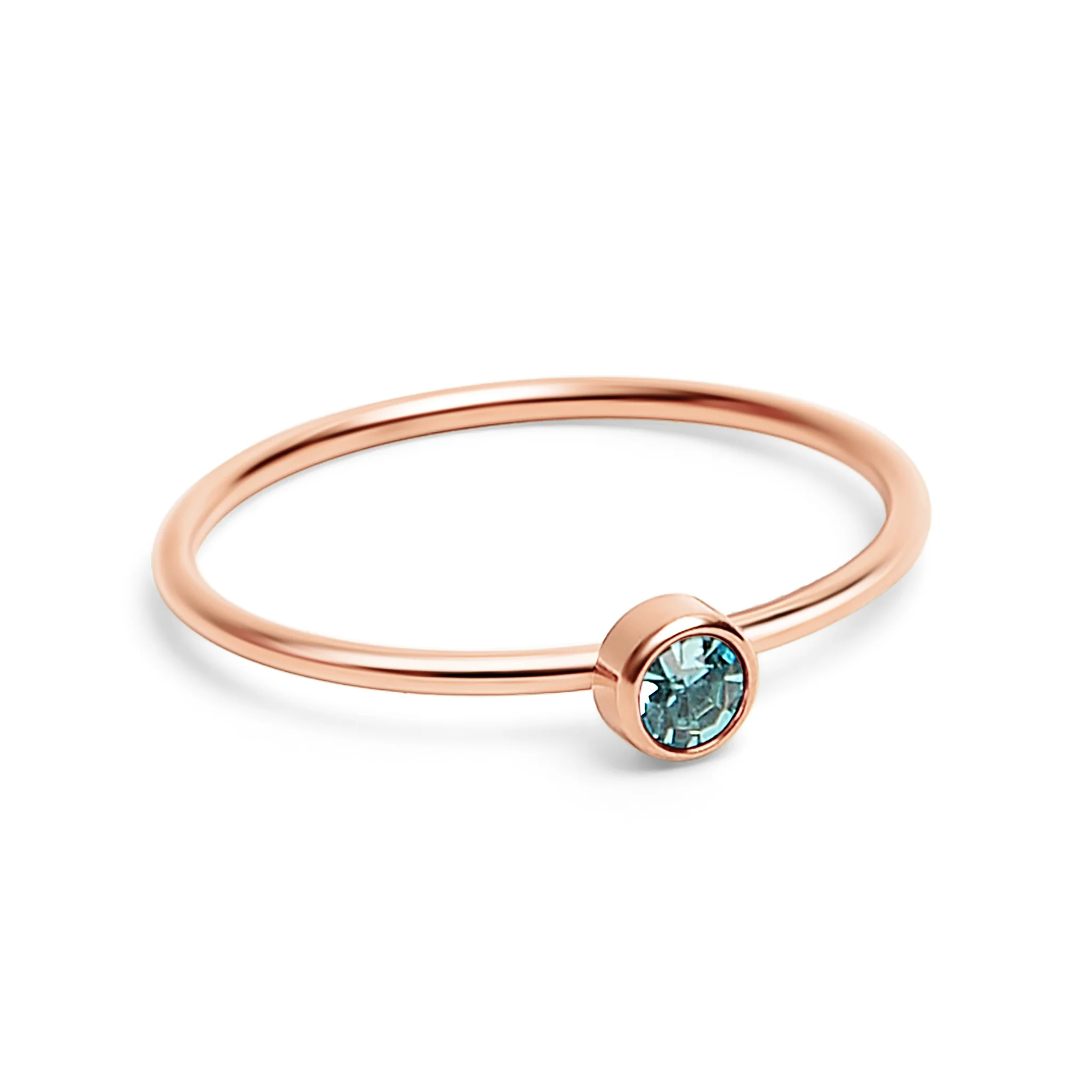 18k Rose Gold PVD Coated Stainless Steel Birthstone Stacking Ring / ZRJ1002 - Image 29