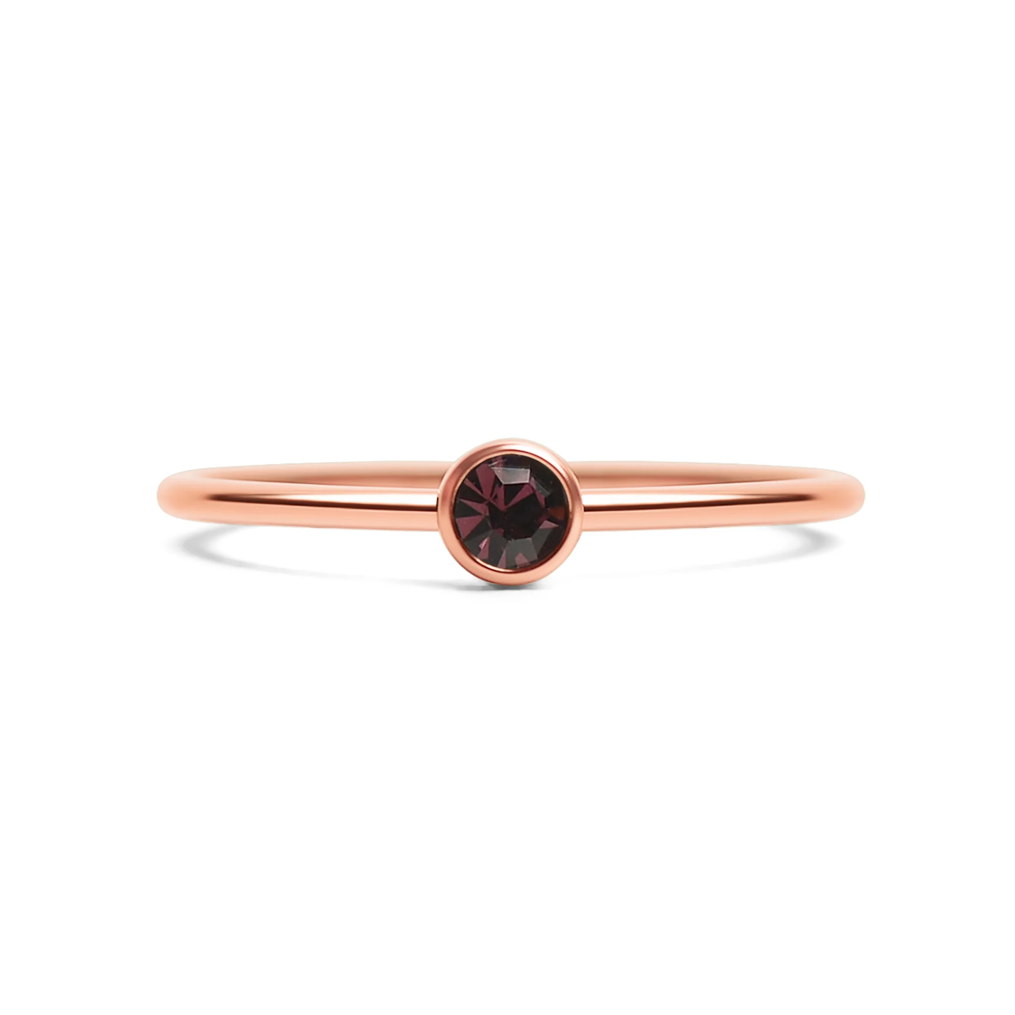 18k Rose Gold PVD Coated Stainless Steel Birthstone Stacking Ring / ZRJ1002 - Image 8