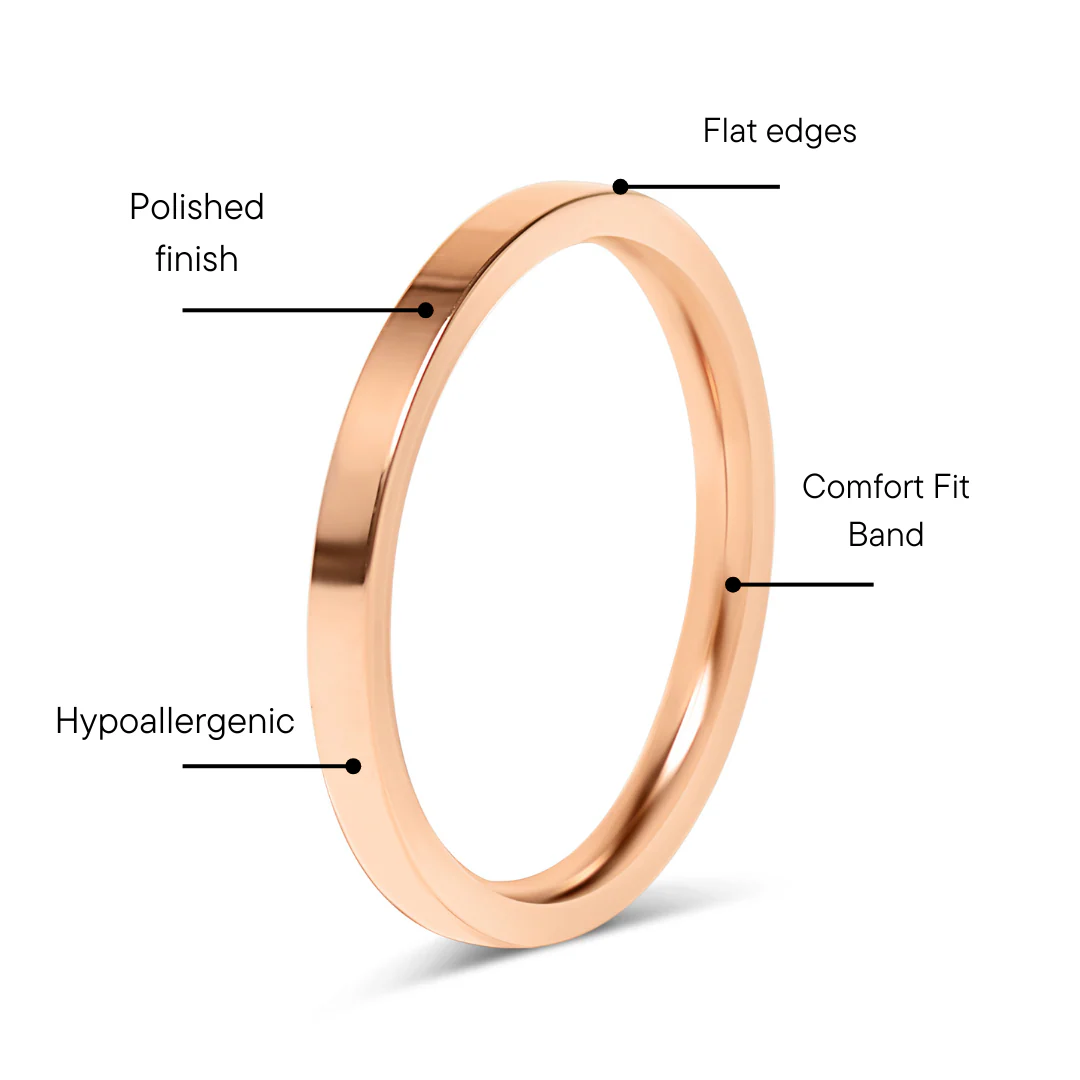 18K Rose Gold PVD Stainless Steel Flat Ring / CFR8024 - Image 13