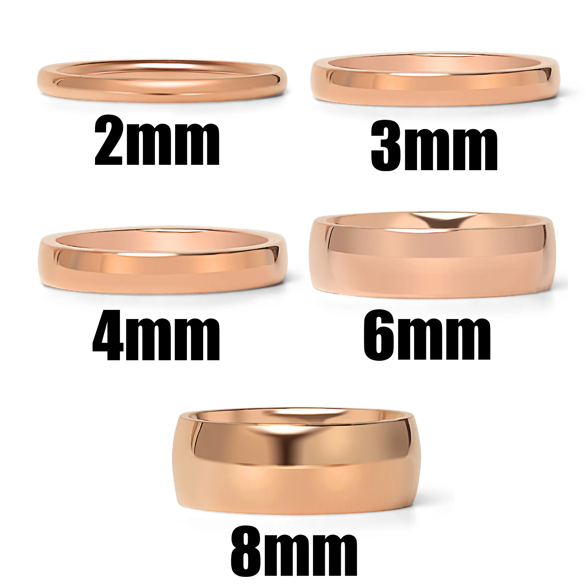 18K Rose Gold PVD Stainless Steel Rounded Blank Ring / CFR7008 - Image 4