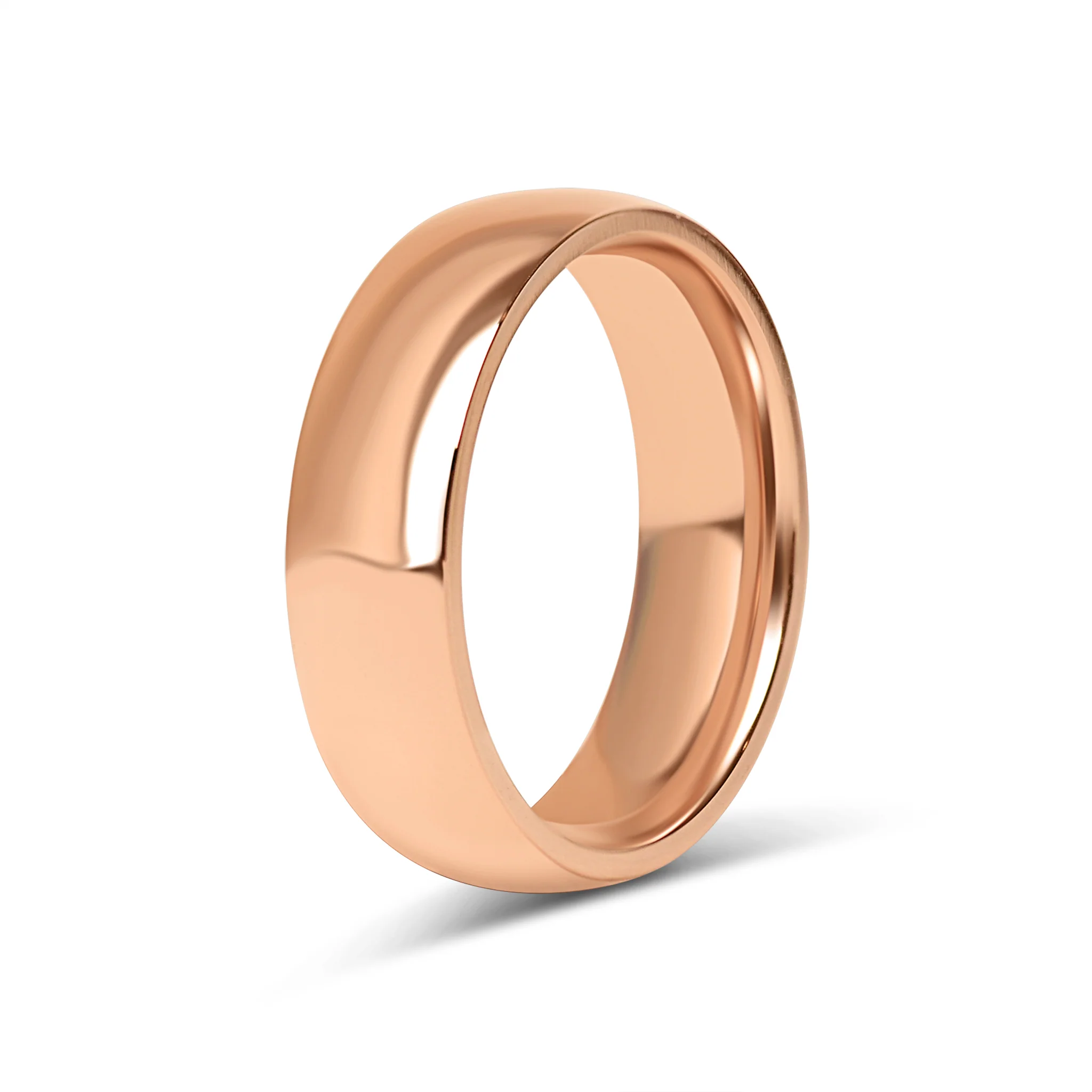 18K Rose Gold PVD Stainless Steel Rounded Blank Ring / CFR7008 - Image 7
