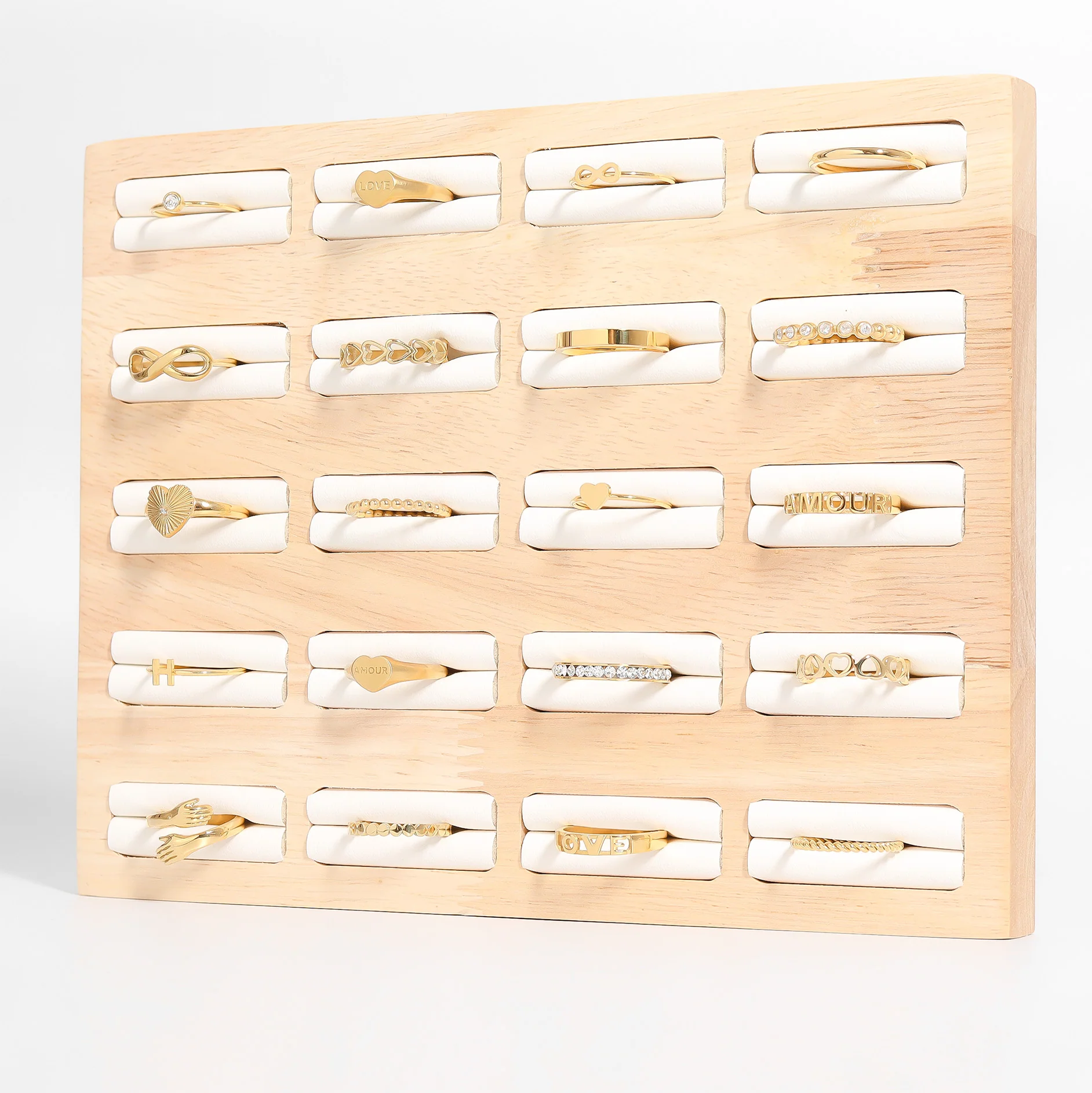 18K Gold PVD Stainless Steel Beaded Stacking Ring / CSR0004 - Image 3