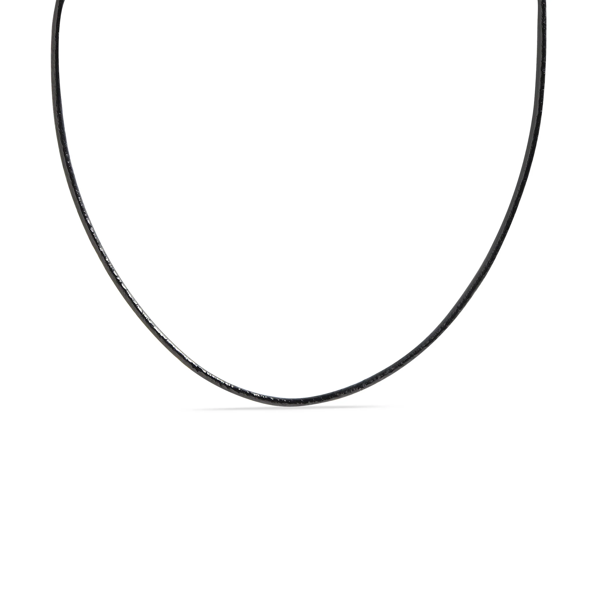 Black Leather Cord Necklace With Stainless Steel Twist Open Clasp / CHJ0113 - Image 5