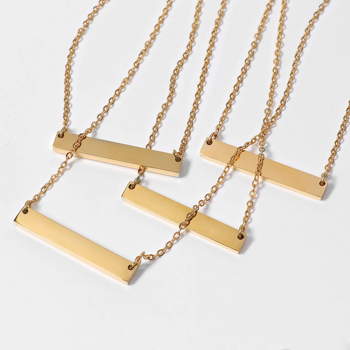18K Gold PVD Stainless Steel Blank Bar Necklace / SBB0019 - Image 13